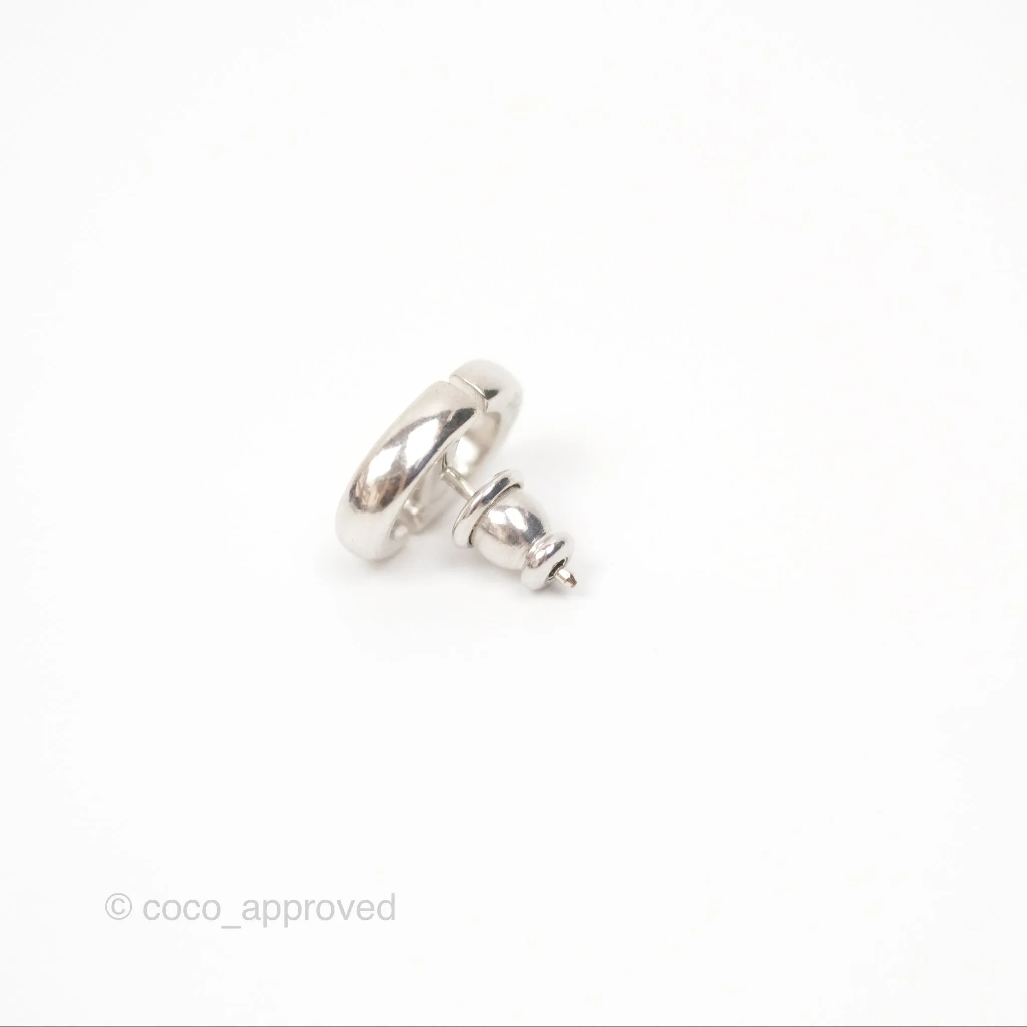 Christian Dior CD Earrings Silver Tone