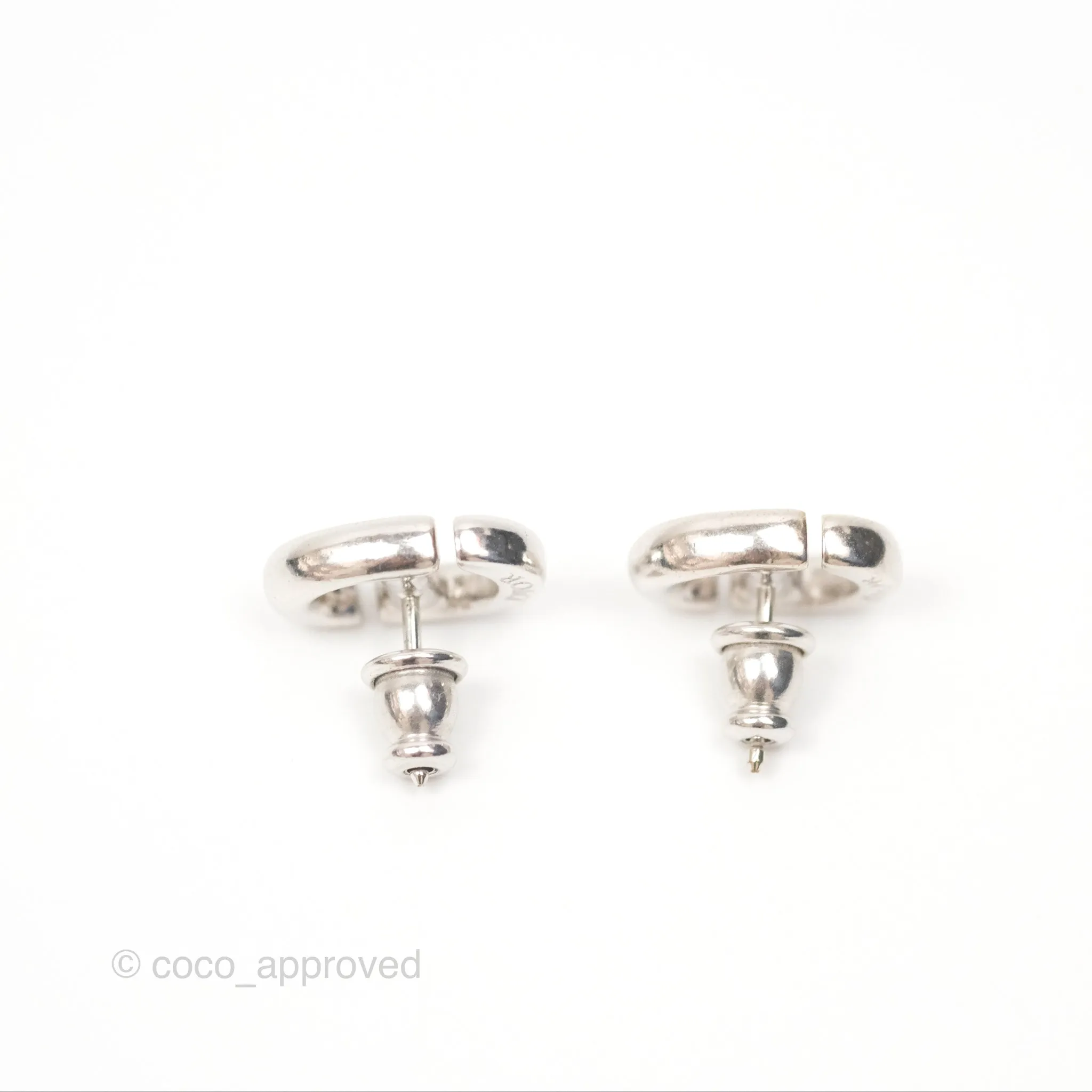 Christian Dior CD Earrings Silver Tone