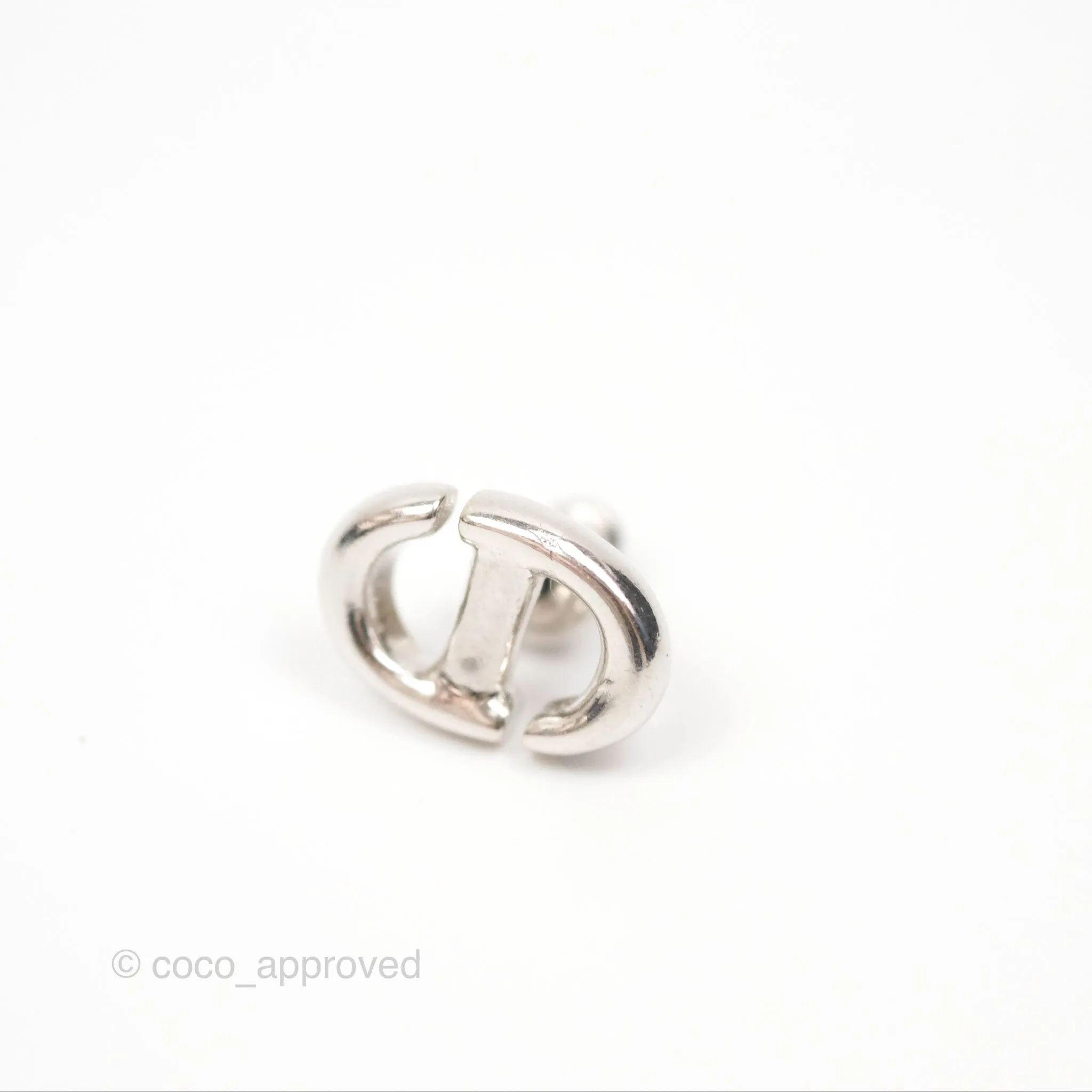 Christian Dior CD Earrings Silver Tone