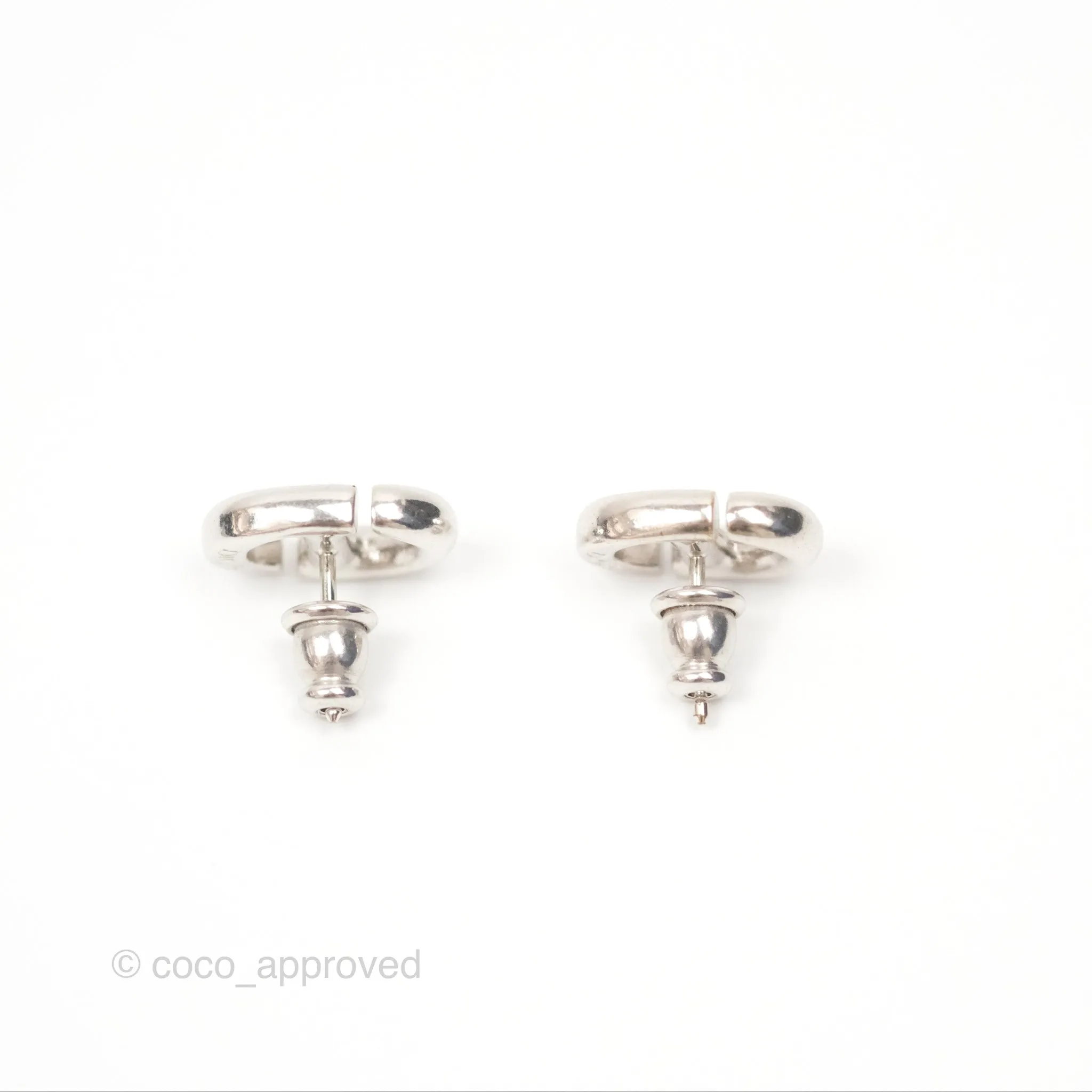 Christian Dior CD Earrings Silver Tone