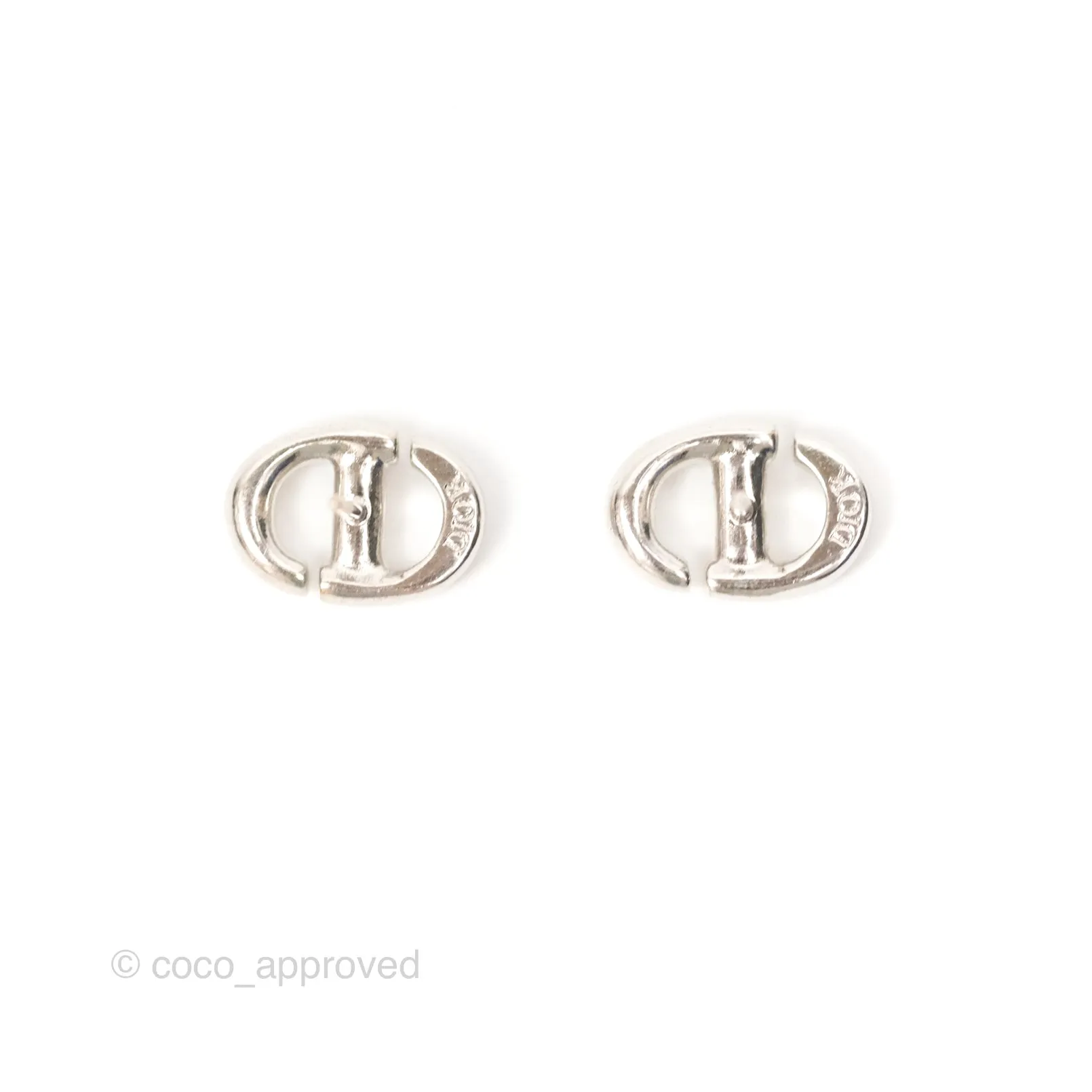 Christian Dior CD Earrings Silver Tone