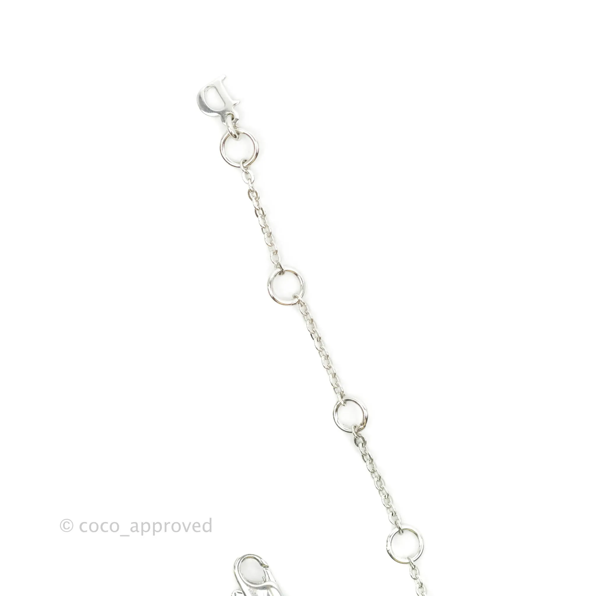 Christian Dior Crystal Oblique Necklace Silver Tone