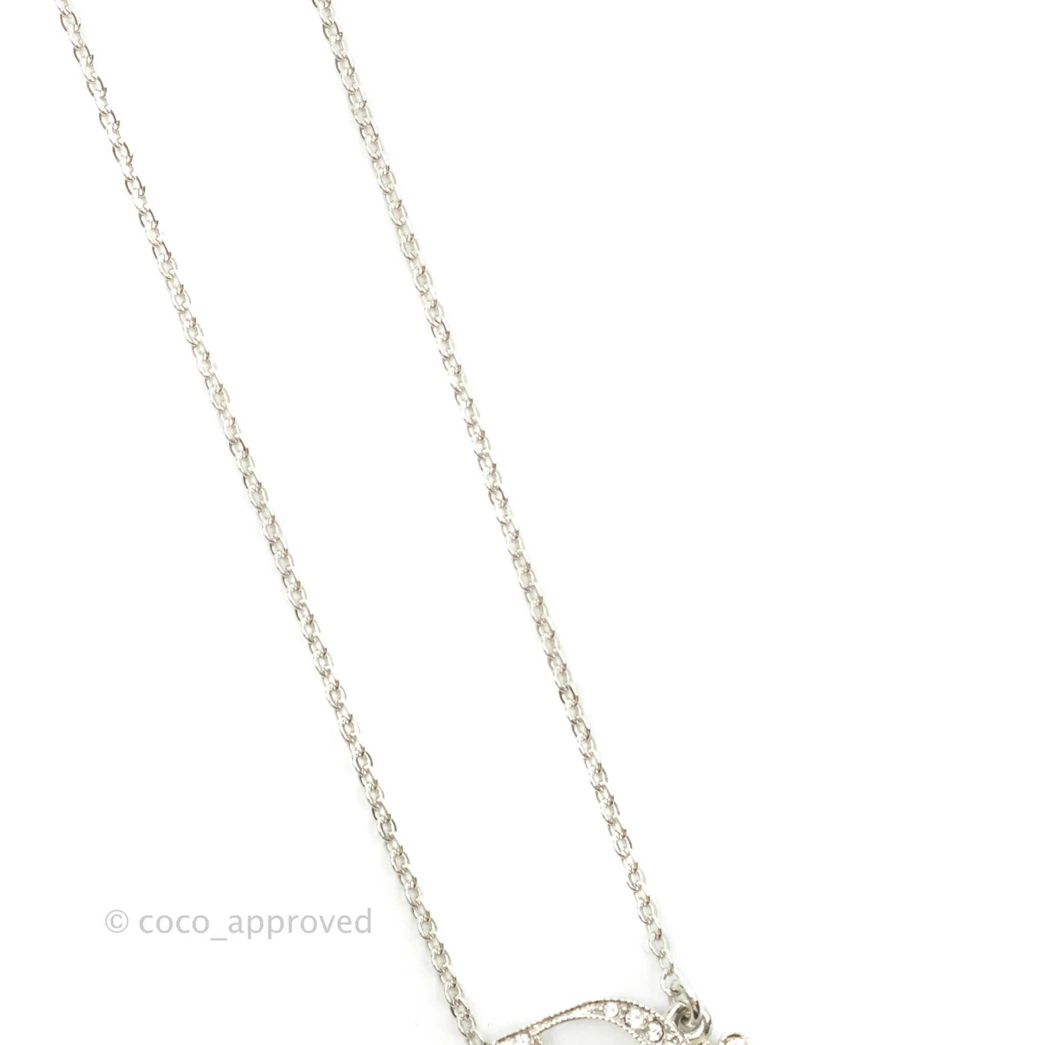 Christian Dior Crystal Oblique Necklace Silver Tone