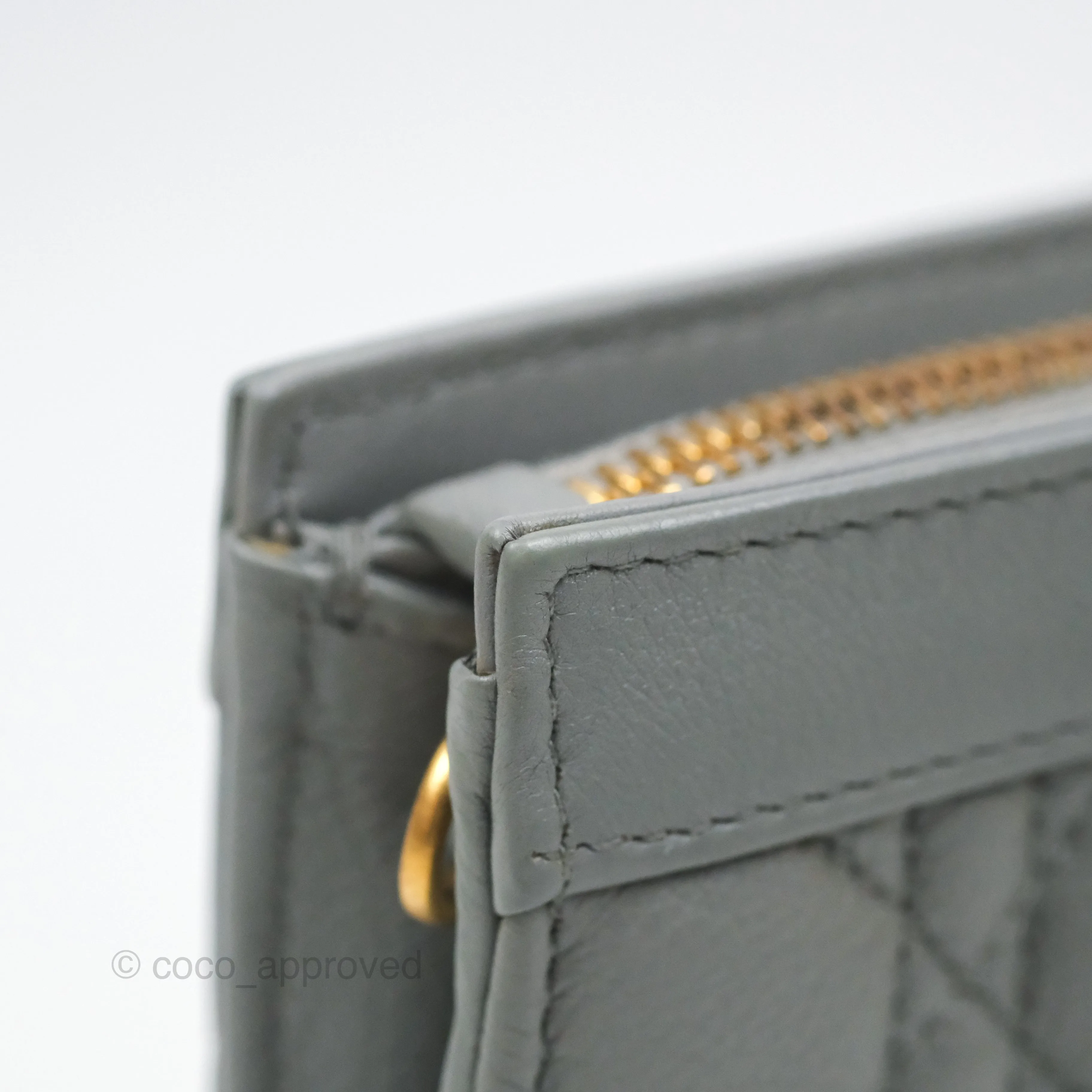 Christian Dior Dior Caro Every Dior Pouch Stone Gray Cannage Calfskin
