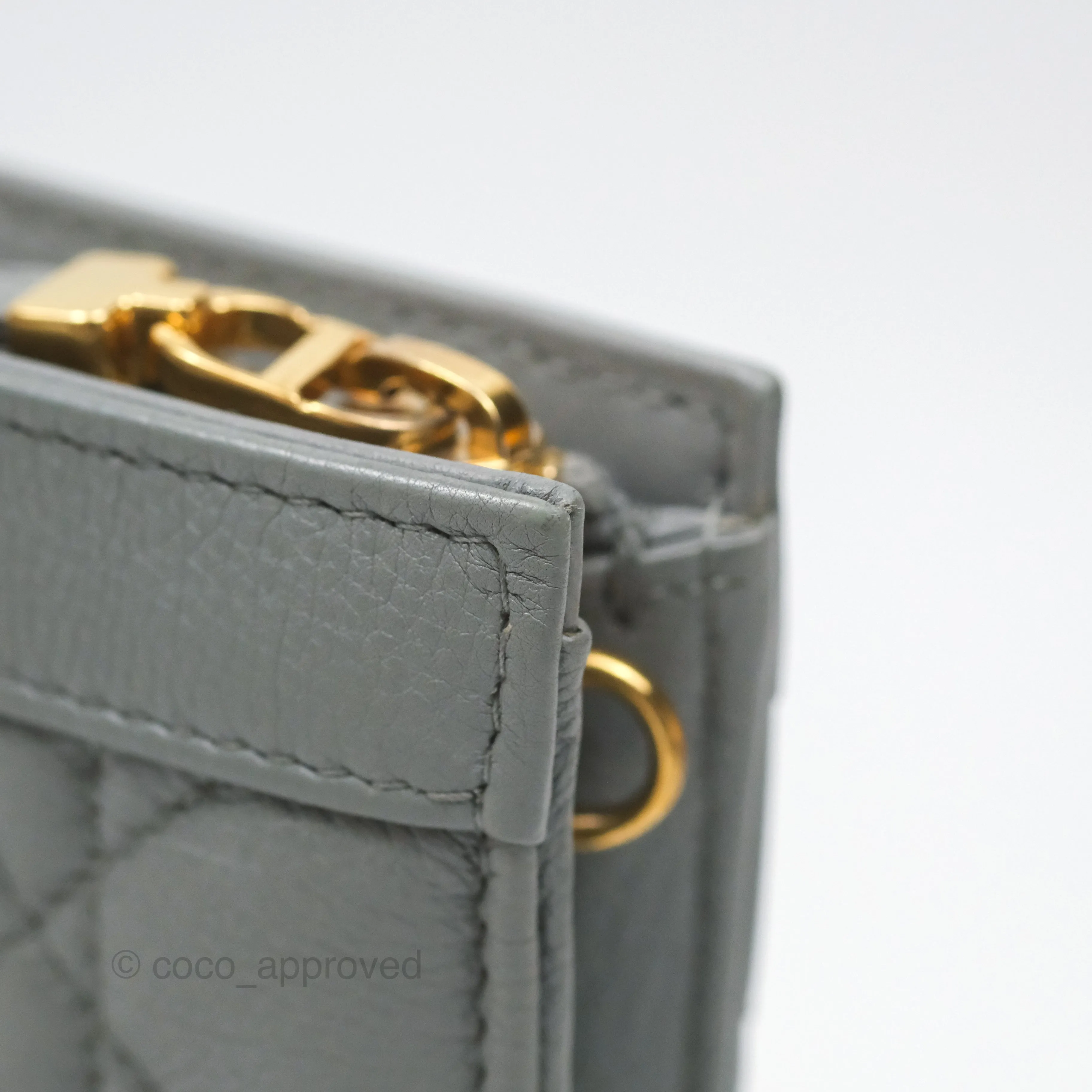 Christian Dior Dior Caro Every Dior Pouch Stone Gray Cannage Calfskin