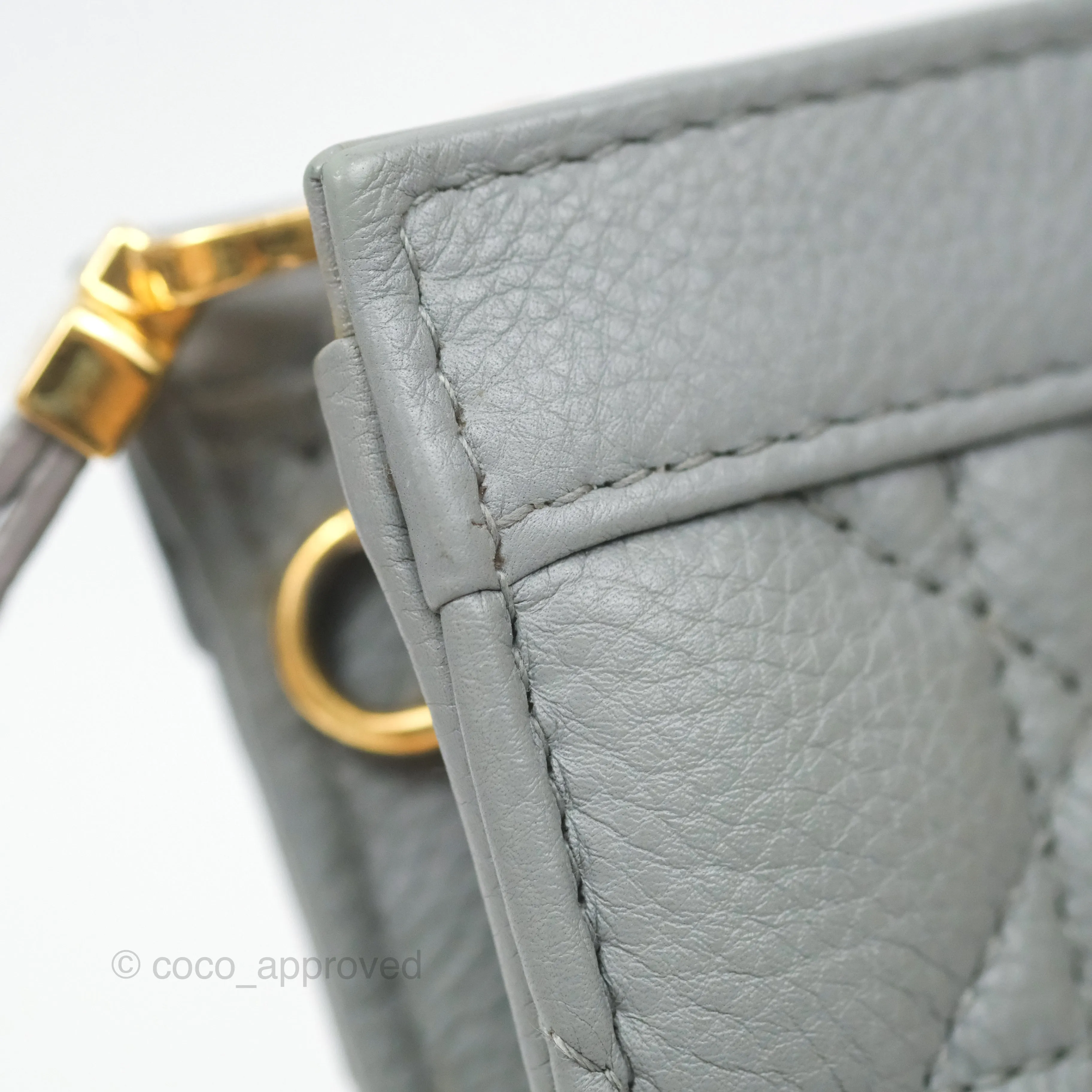 Christian Dior Dior Caro Every Dior Pouch Stone Gray Cannage Calfskin