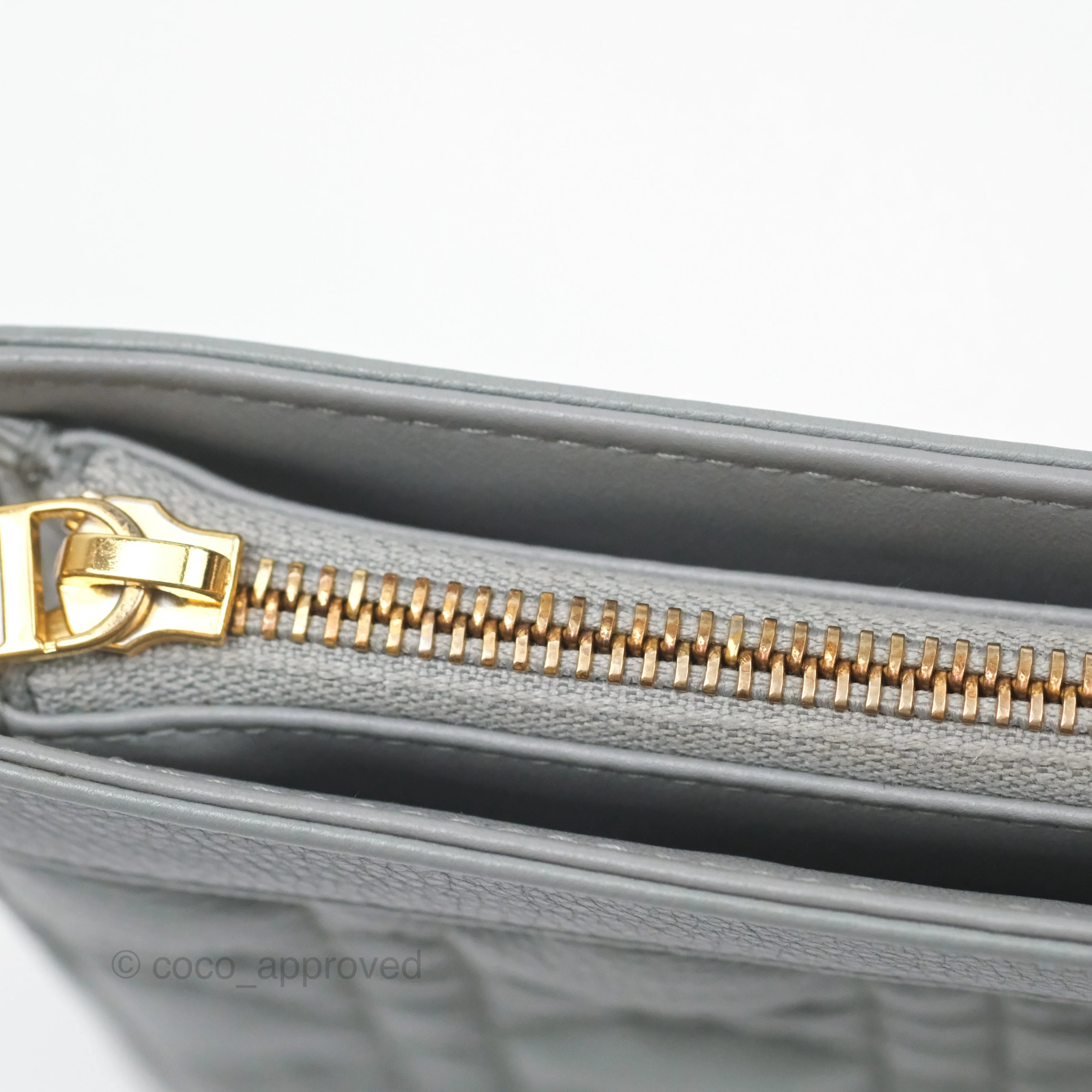 Christian Dior Dior Caro Every Dior Pouch Stone Gray Cannage Calfskin