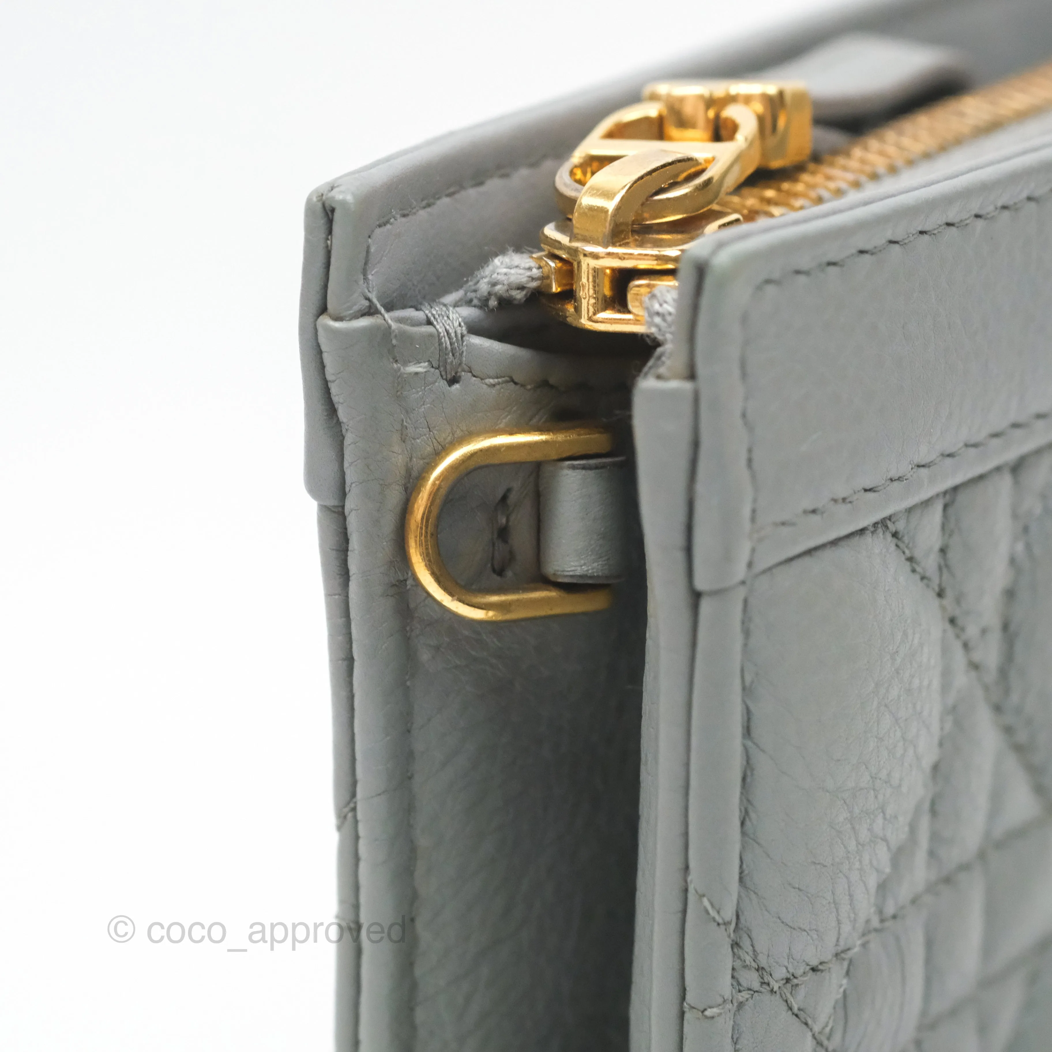 Christian Dior Dior Caro Every Dior Pouch Stone Gray Cannage Calfskin