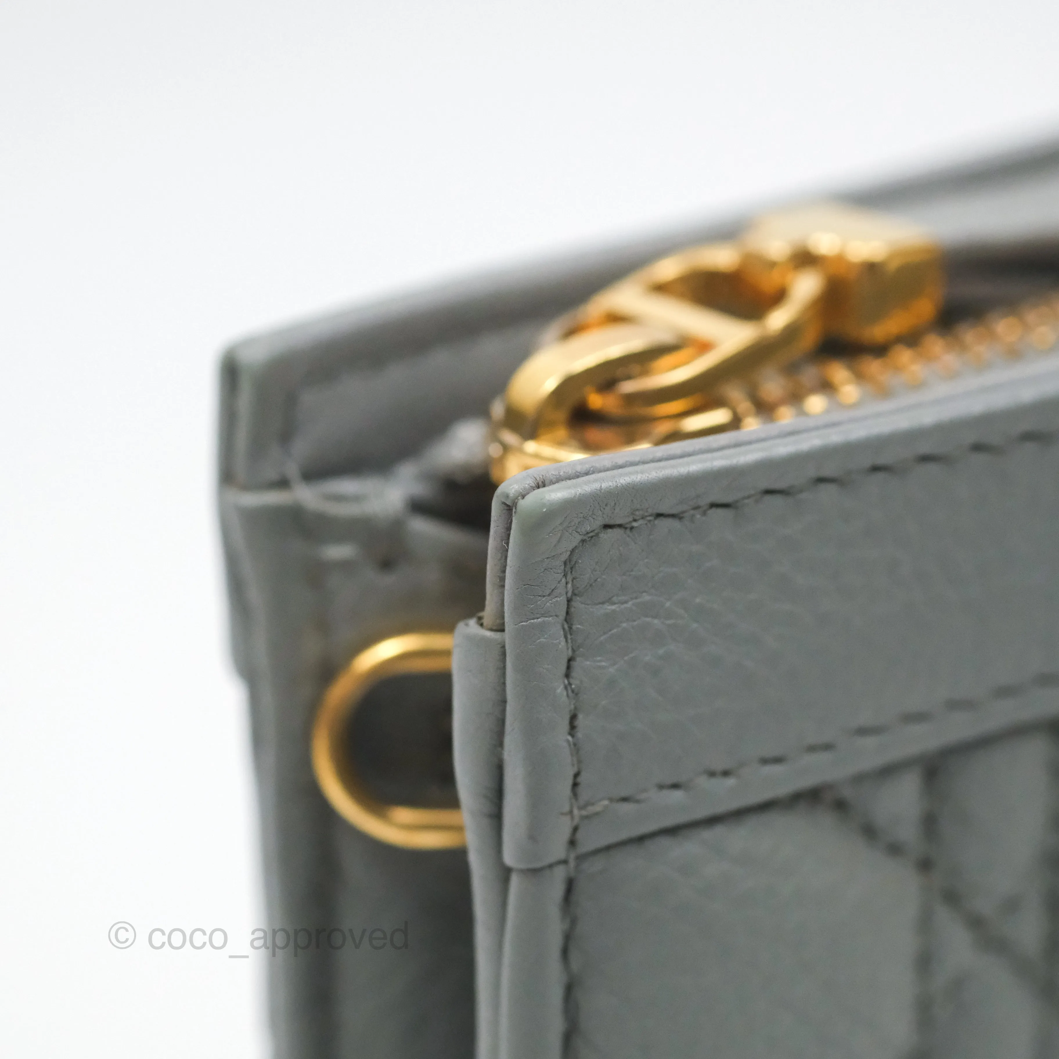 Christian Dior Dior Caro Every Dior Pouch Stone Gray Cannage Calfskin