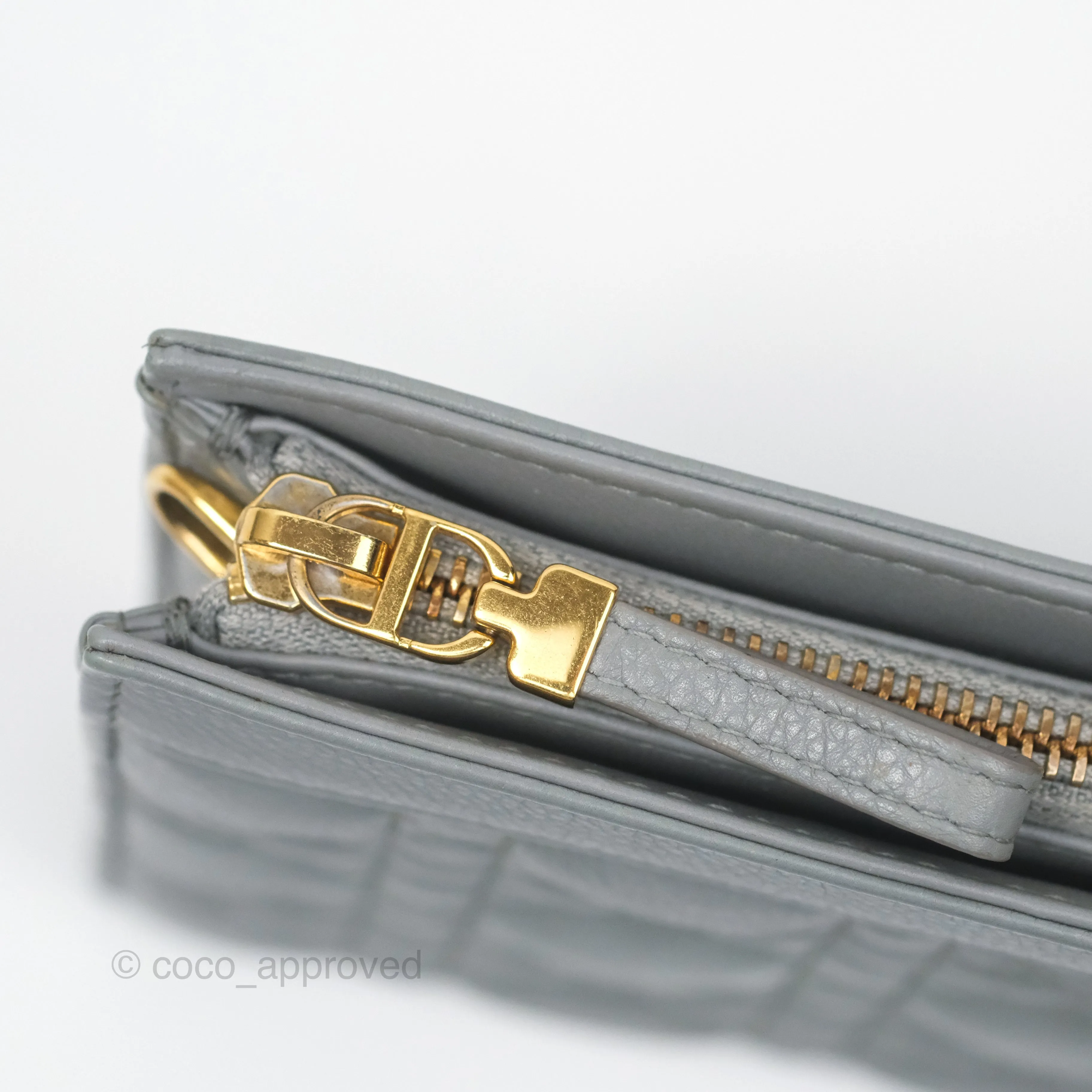 Christian Dior Dior Caro Every Dior Pouch Stone Gray Cannage Calfskin