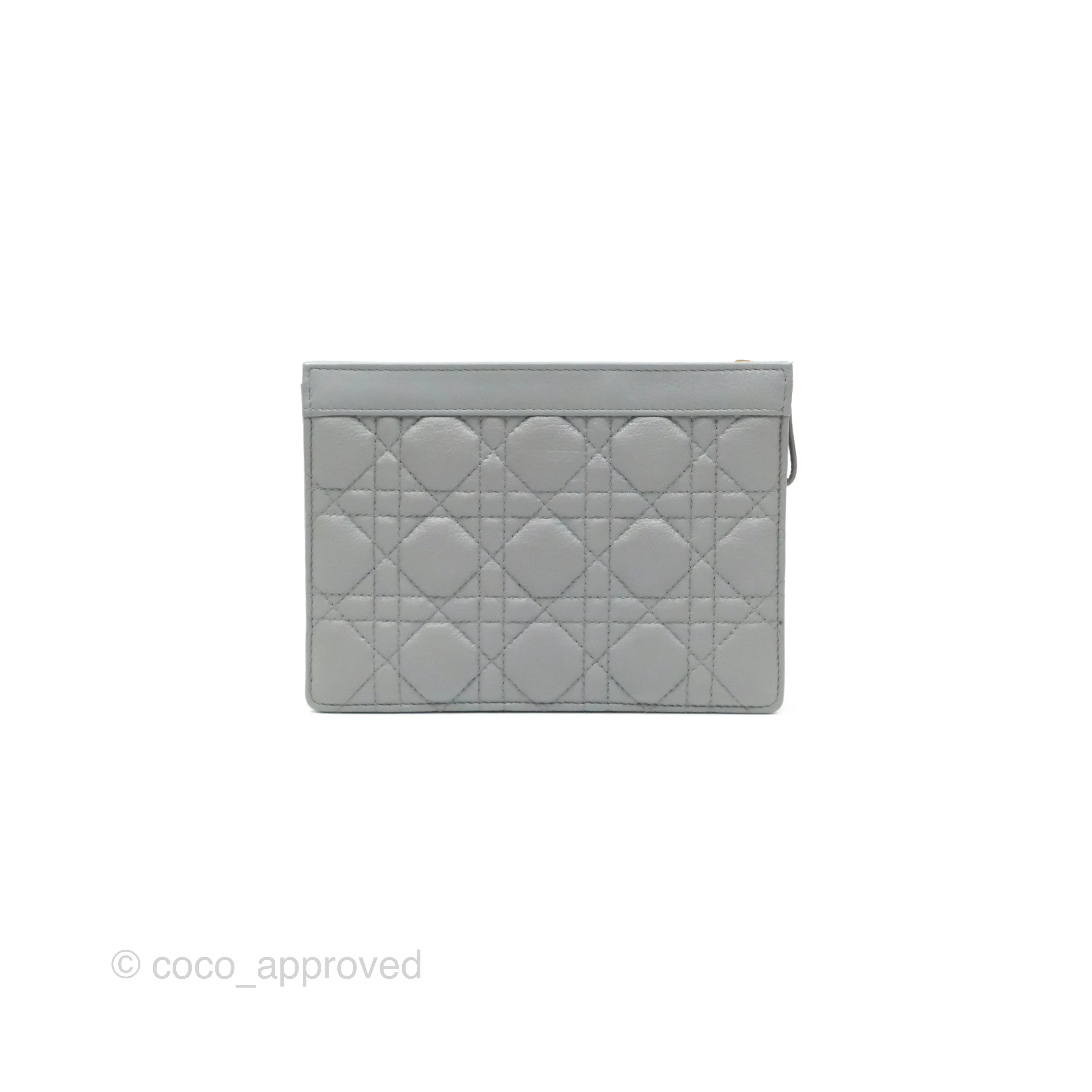 Christian Dior Dior Caro Every Dior Pouch Stone Gray Cannage Calfskin
