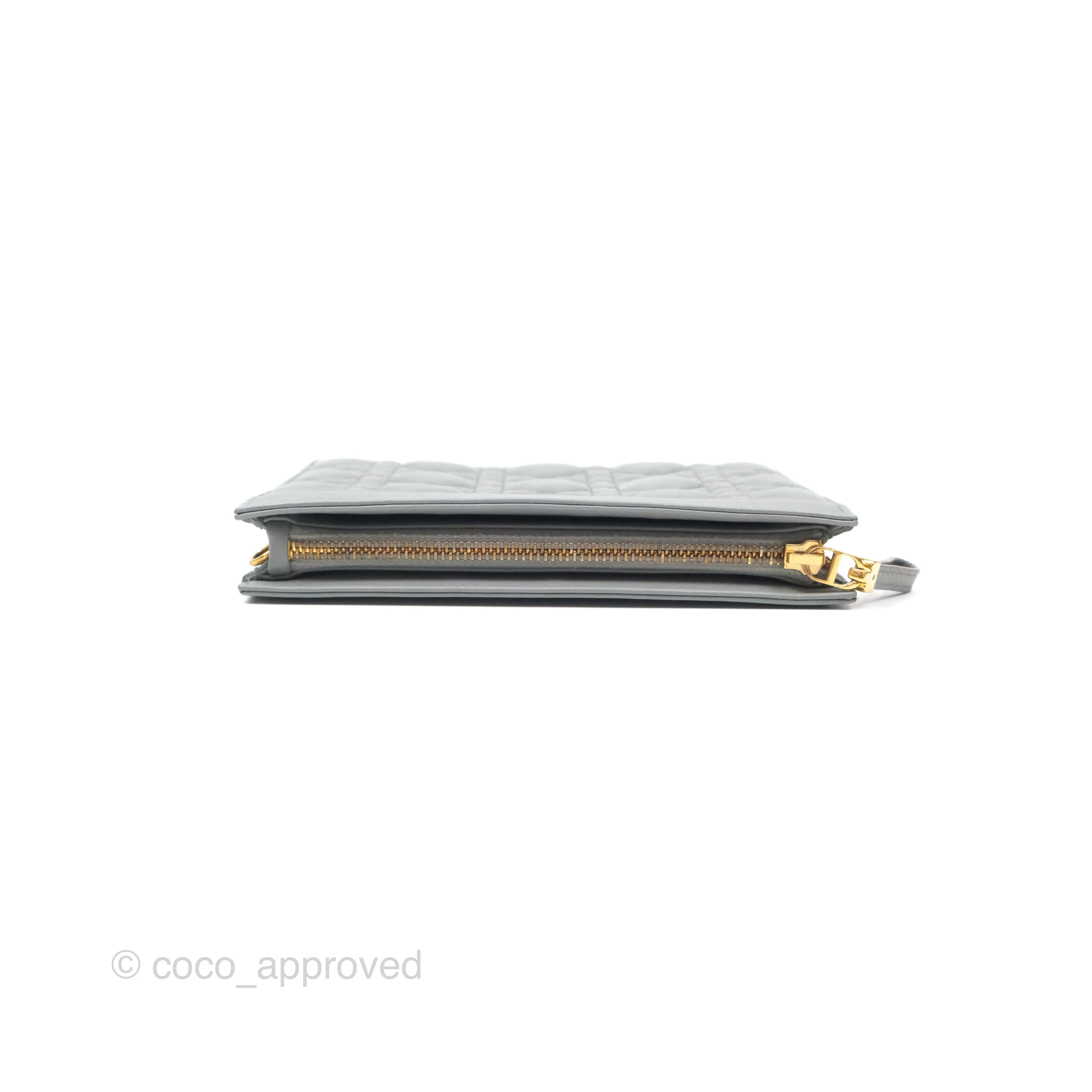 Christian Dior Dior Caro Every Dior Pouch Stone Gray Cannage Calfskin