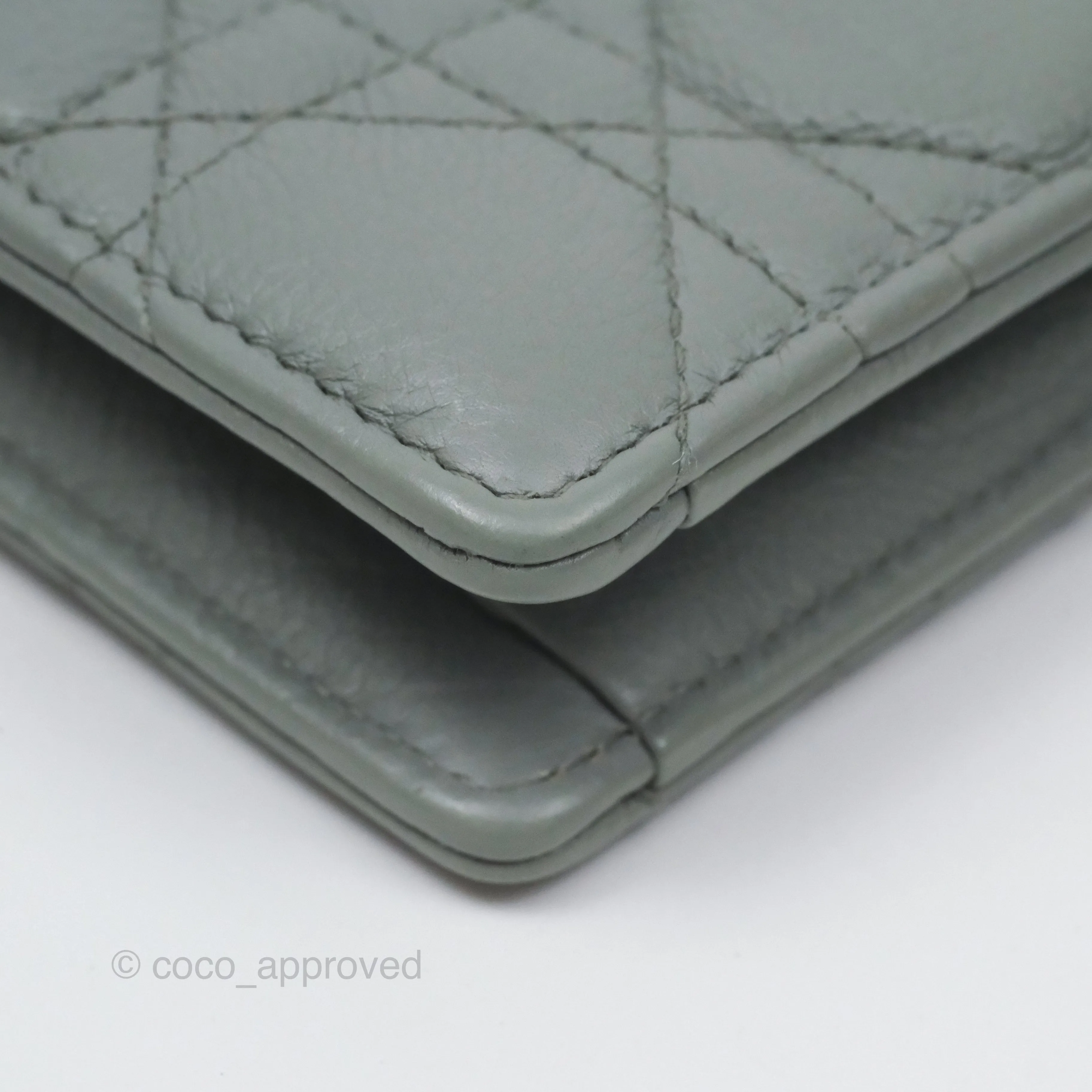 Christian Dior Dior Caro Every Dior Pouch Stone Gray Cannage Calfskin