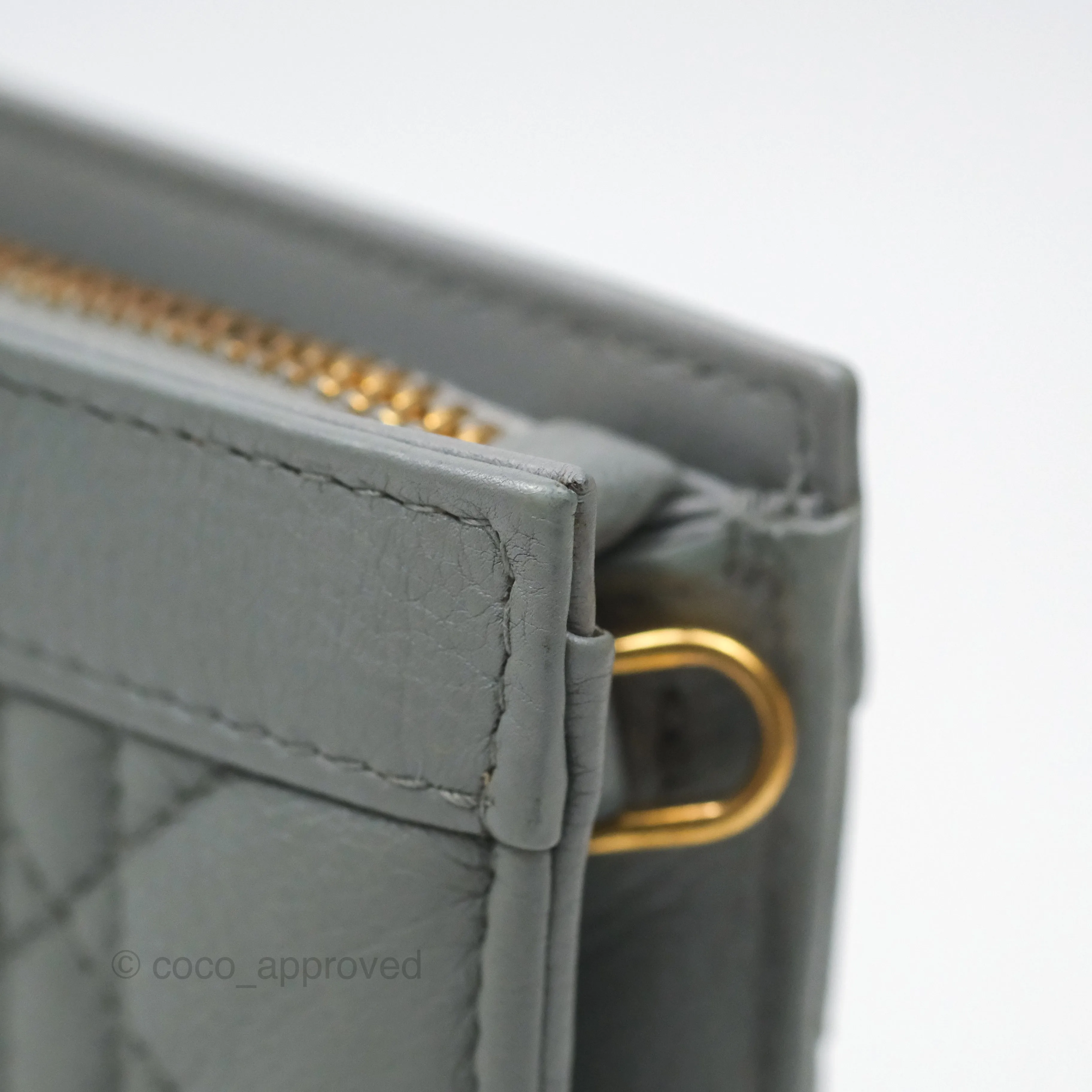 Christian Dior Dior Caro Every Dior Pouch Stone Gray Cannage Calfskin
