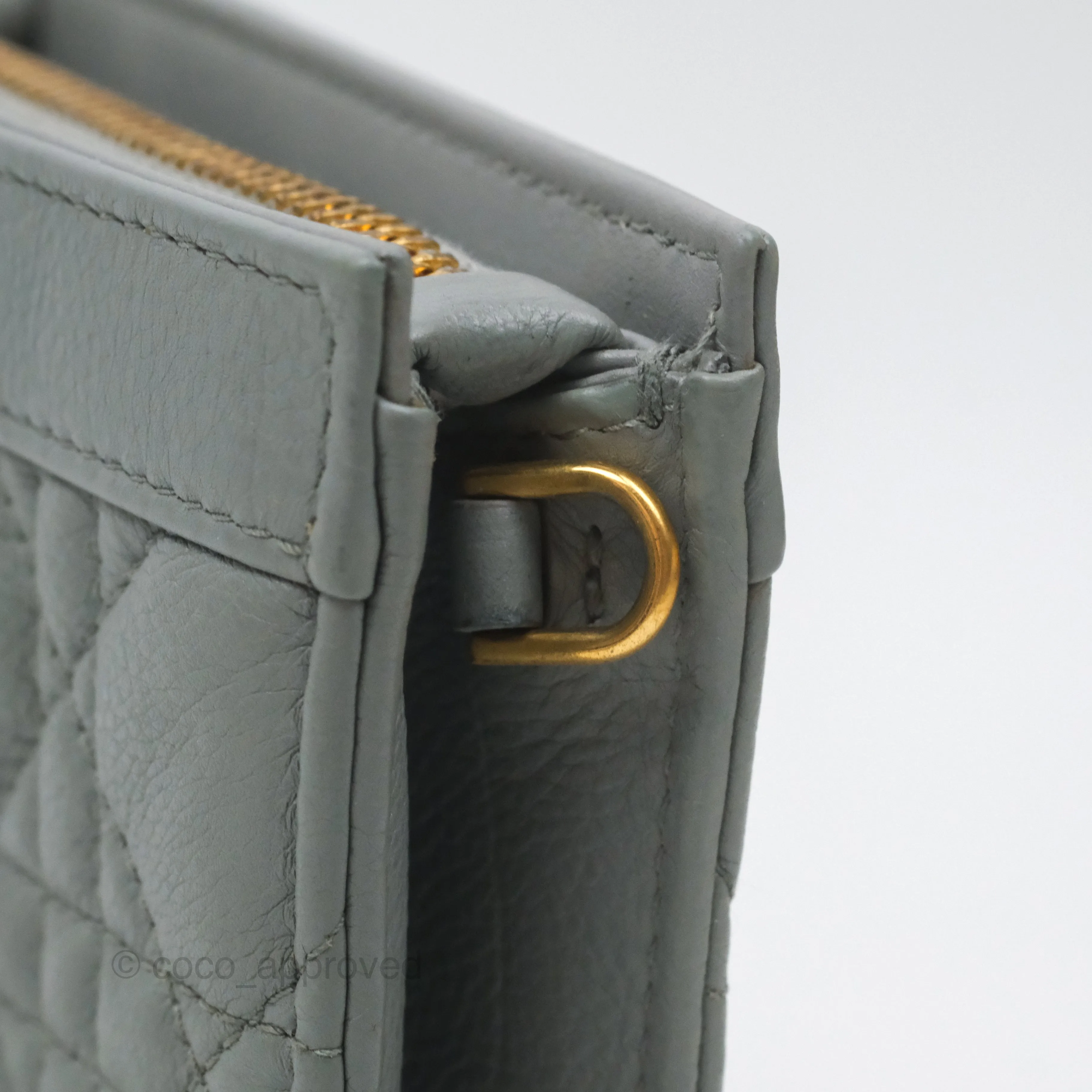 Christian Dior Dior Caro Every Dior Pouch Stone Gray Cannage Calfskin