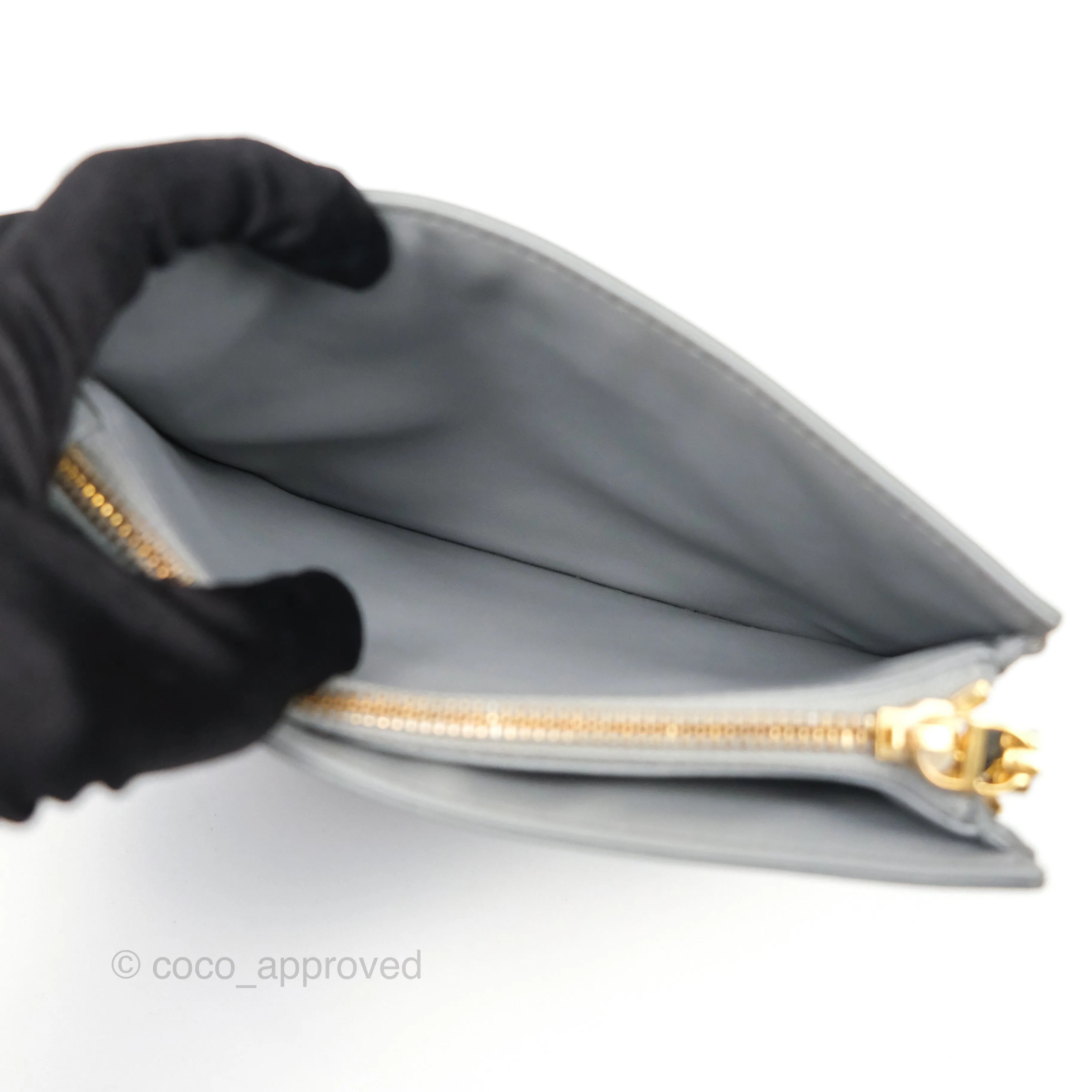Christian Dior Dior Caro Every Dior Pouch Stone Gray Cannage Calfskin