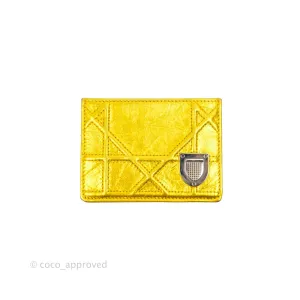 Christian Dior Diorama Metallic Yellow Card Holder