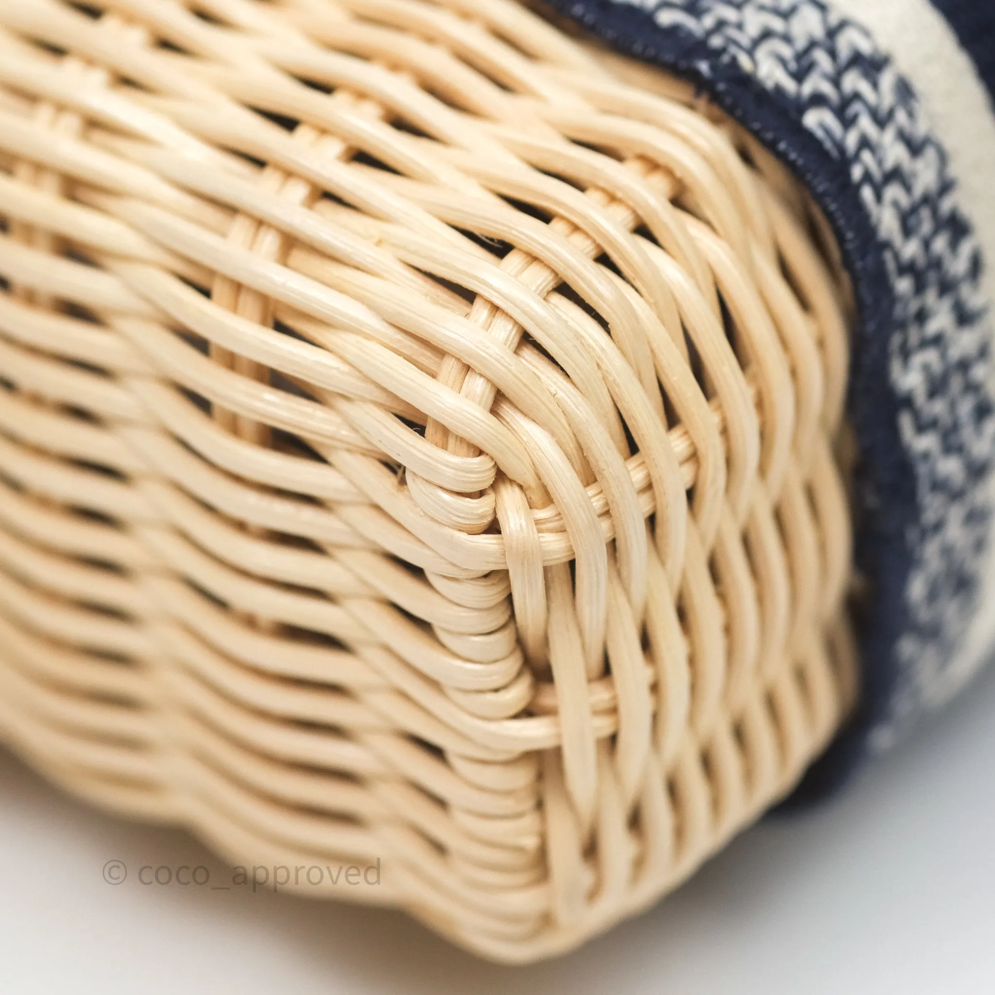 Christian Dior Dioriviera Medium Lady D-Joy Bag Natural Rattan and Blue Dior Oblique Jacquard