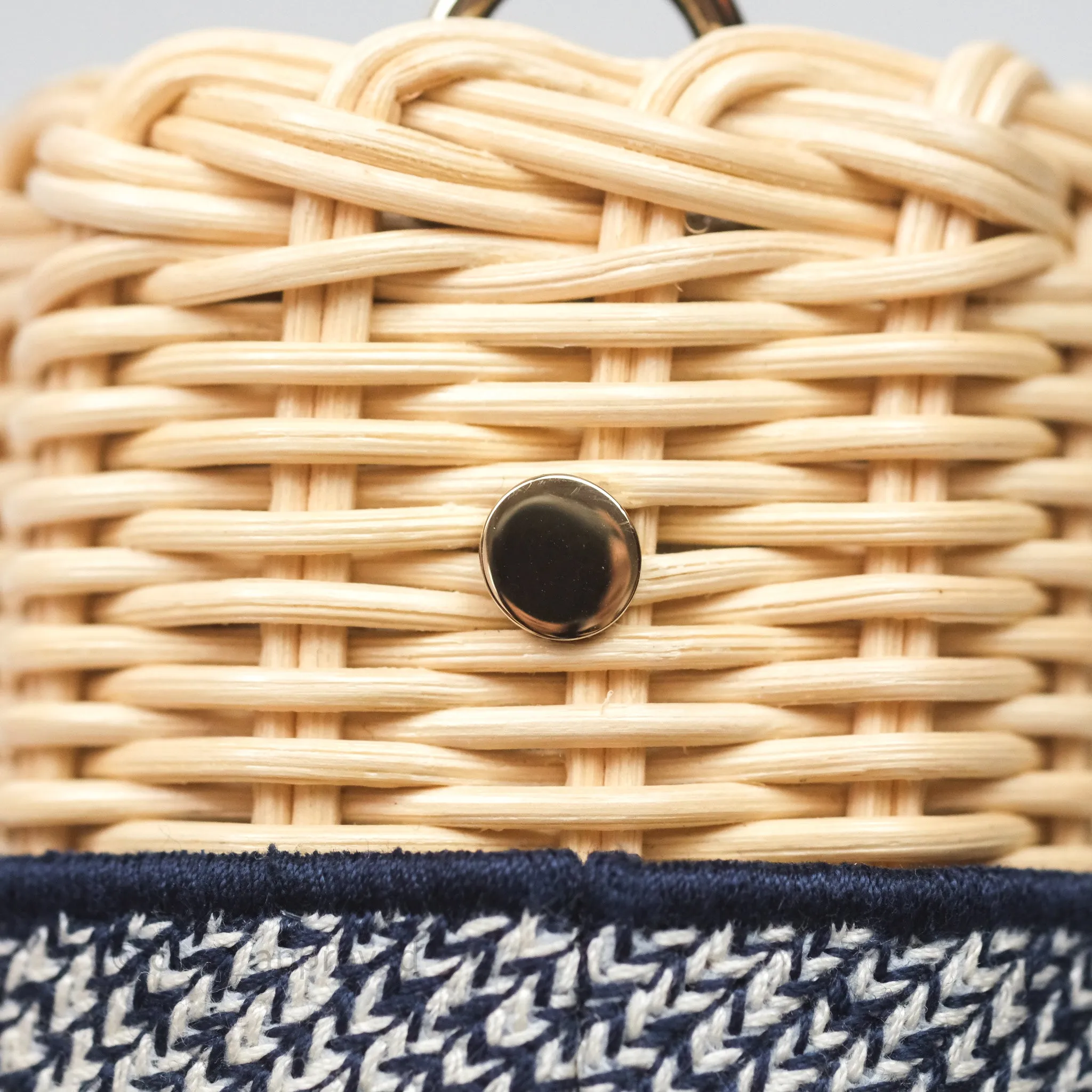 Christian Dior Dioriviera Medium Lady D-Joy Bag Natural Rattan and Blue Dior Oblique Jacquard