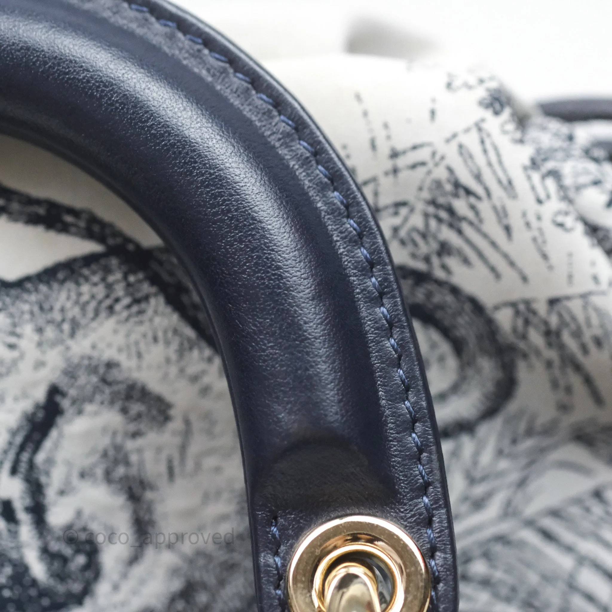 Christian Dior Dioriviera Medium Lady D-Joy Bag Natural Rattan and Blue Dior Oblique Jacquard
