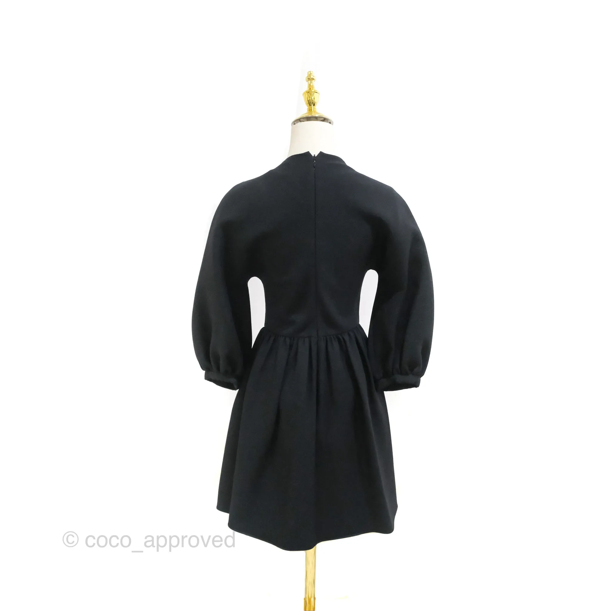 Christian Dior Gathered Mini Dress Black Wool Silk Size 34