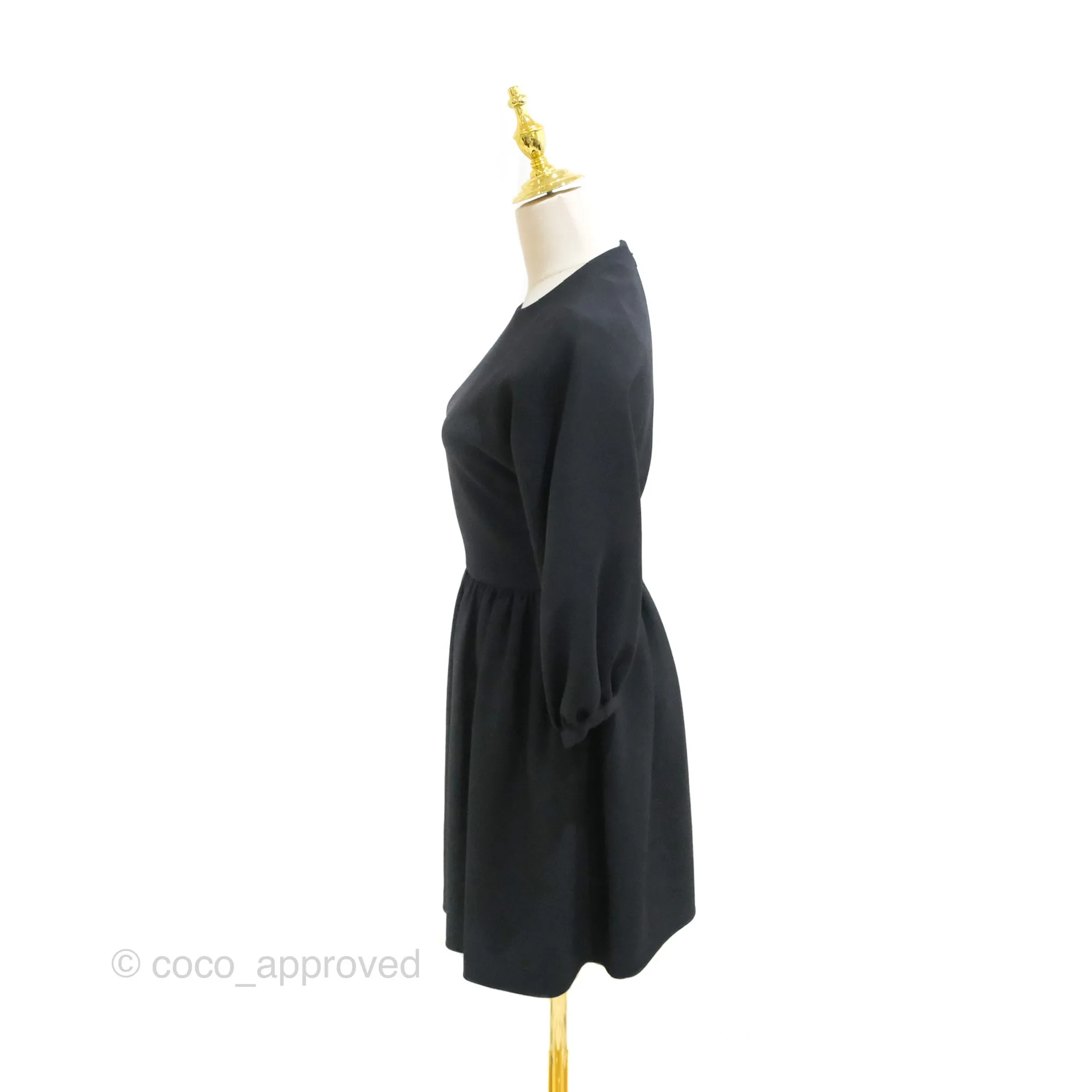 Christian Dior Gathered Mini Dress Black Wool Silk Size 34
