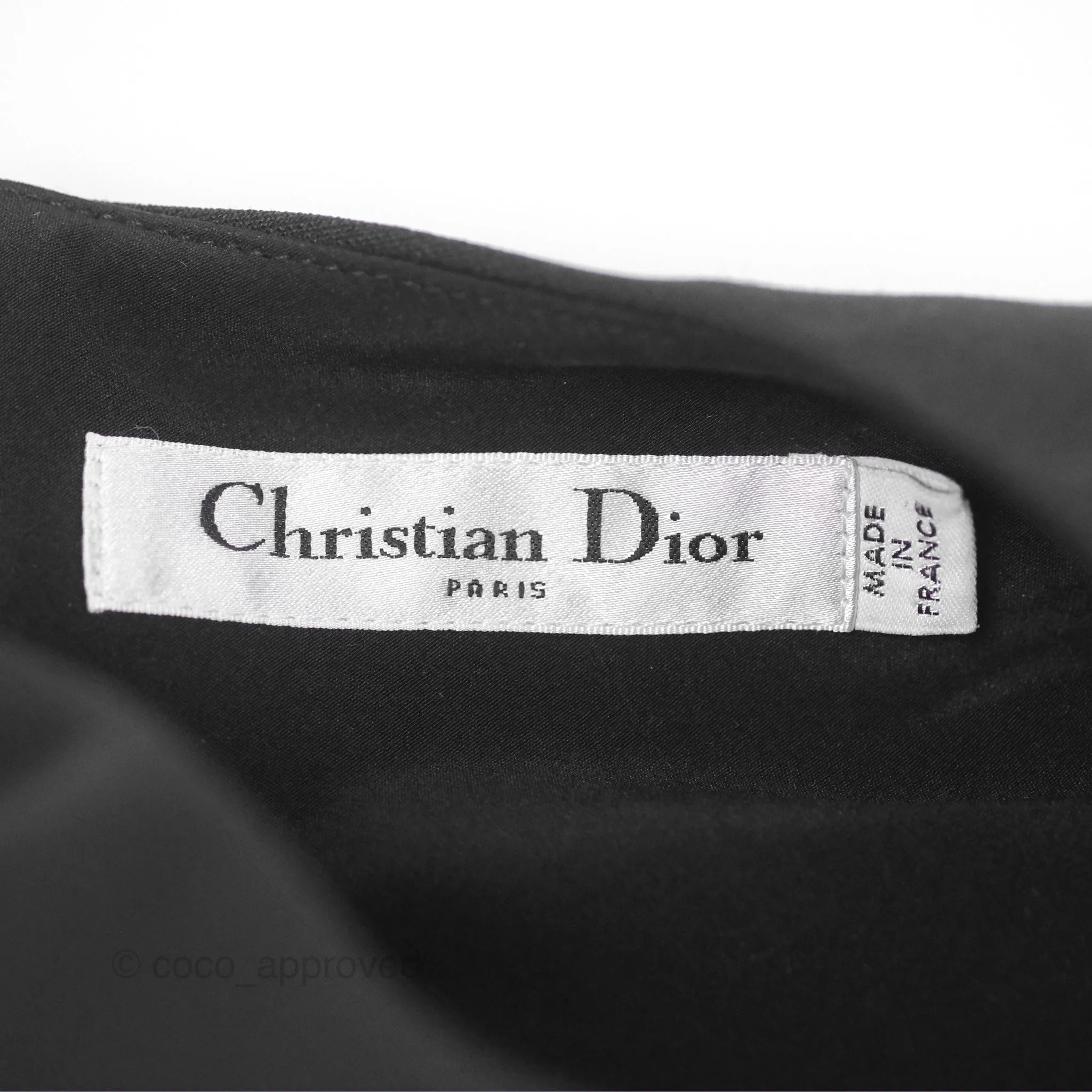 Christian Dior Gathered Mini Dress Black Wool Silk Size 34