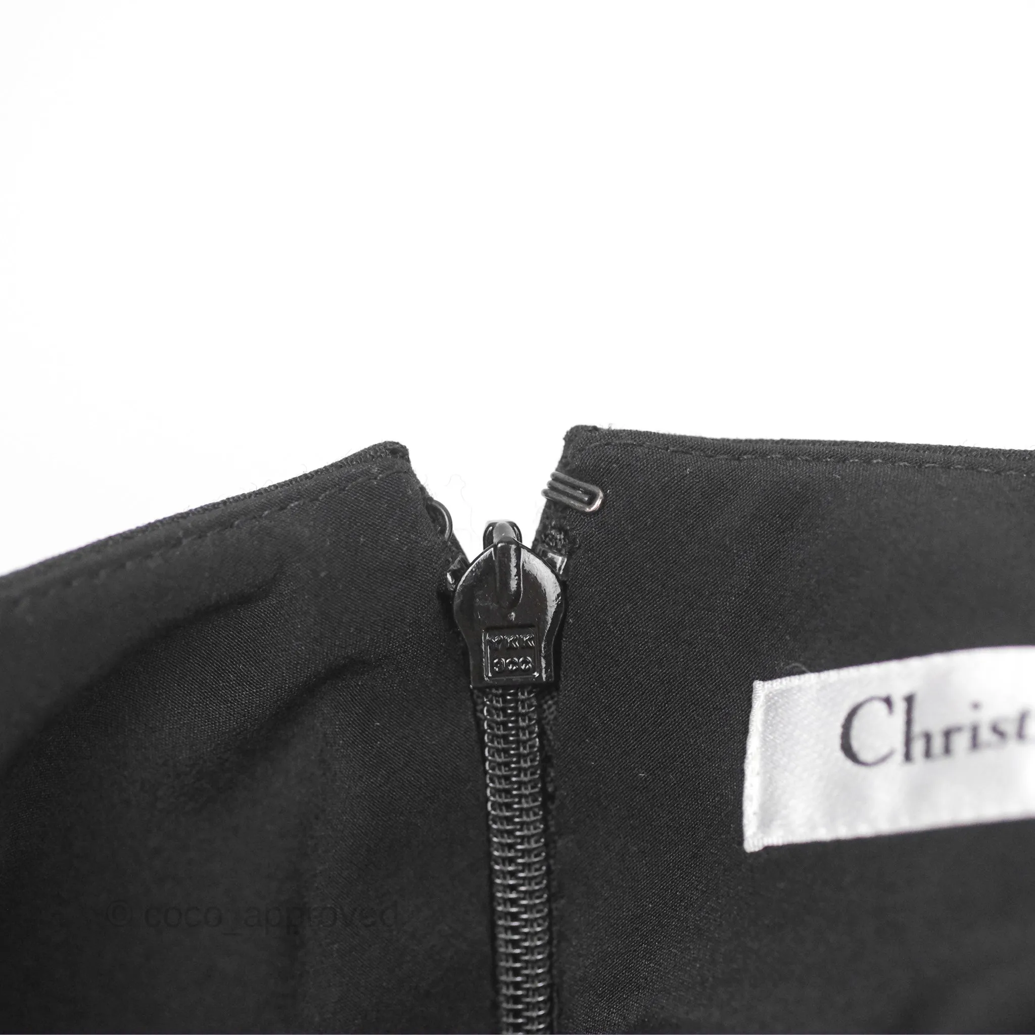 Christian Dior Gathered Mini Dress Black Wool Silk Size 34