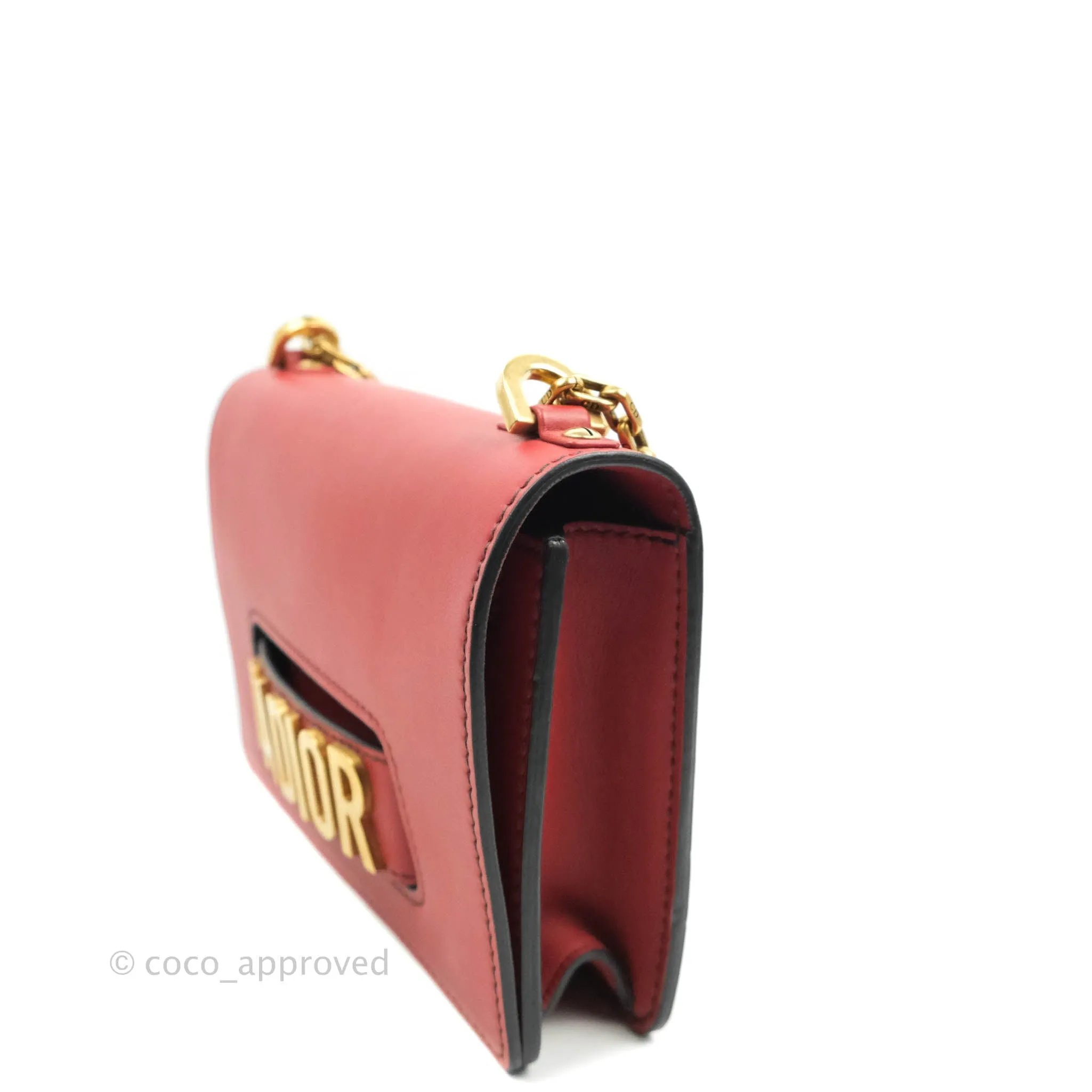 Christian Dior J'Adior Chain Flap Bag Red Calfskin