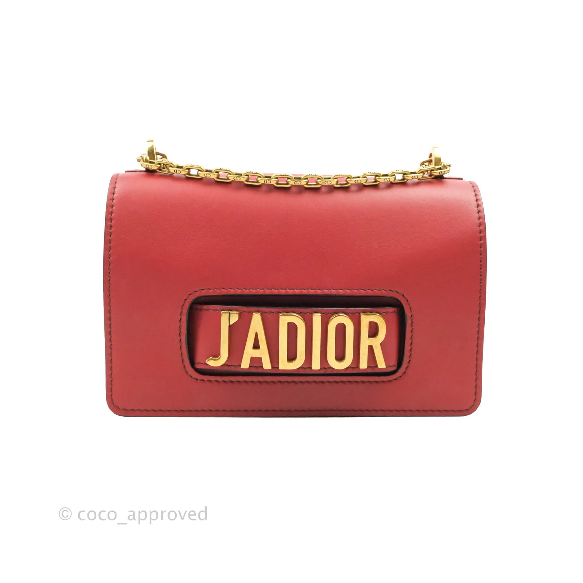 Christian Dior J'Adior Chain Flap Bag Red Calfskin