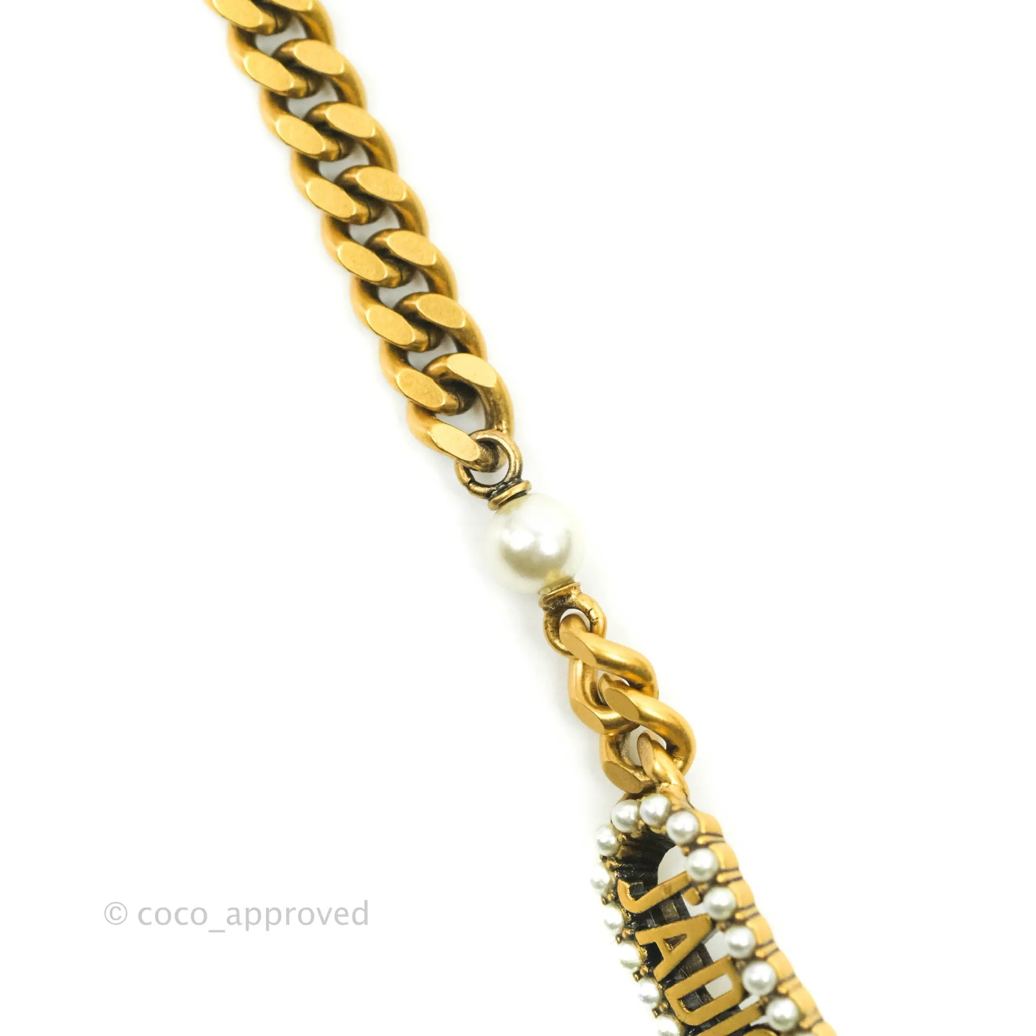 Christian Dior J'Adior Pearl Plate Bracelet Antique Gold