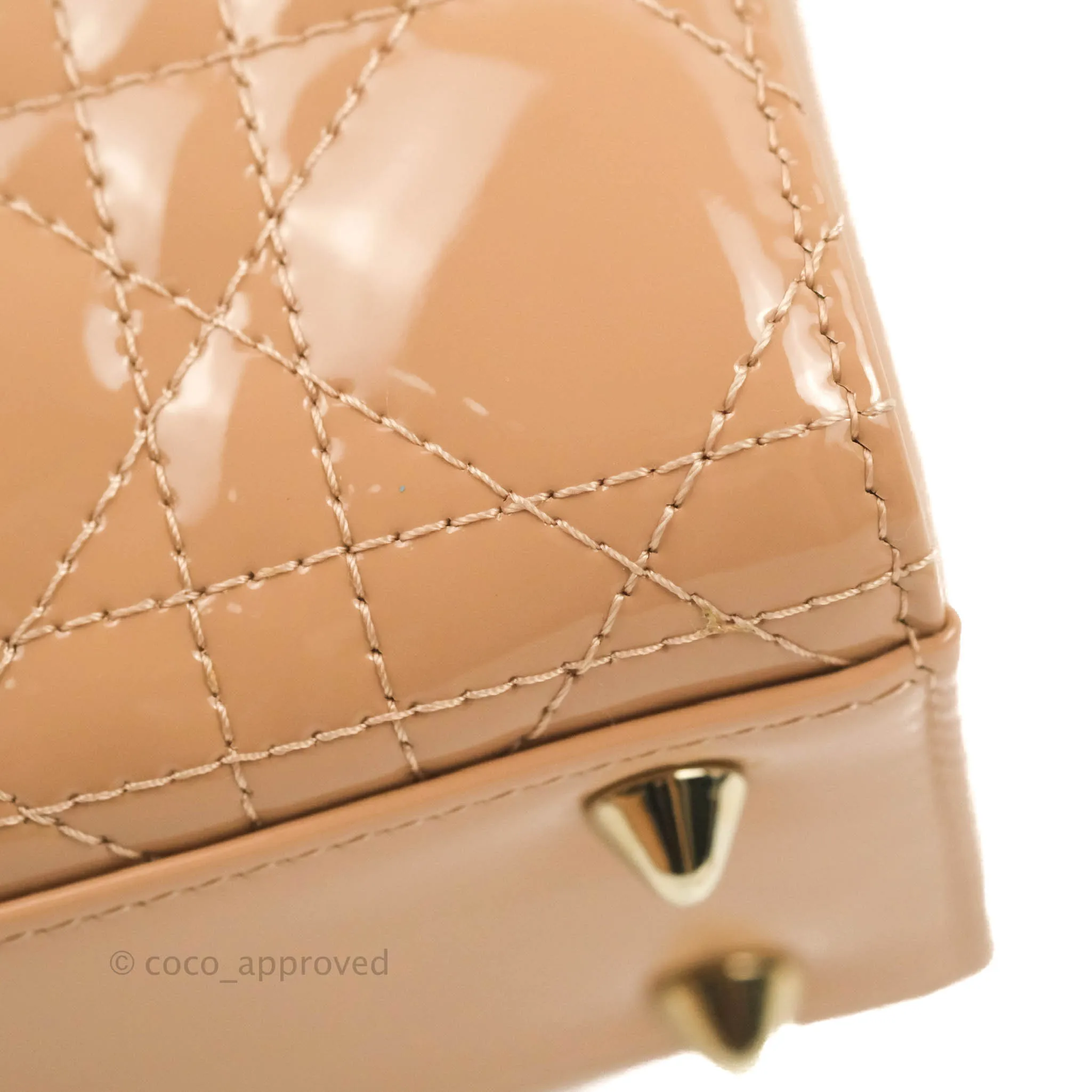 Christian Dior Lady Dior Beige Pink Patent Gold Hardware