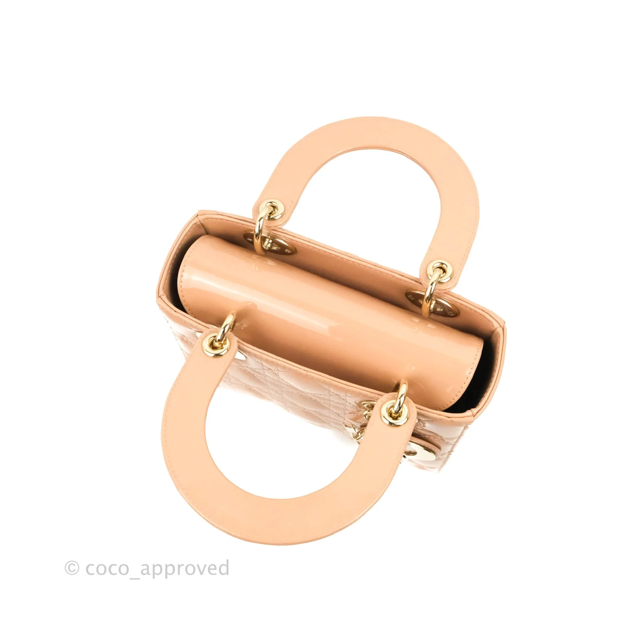 Christian Dior Lady Dior Beige Pink Patent Gold Hardware