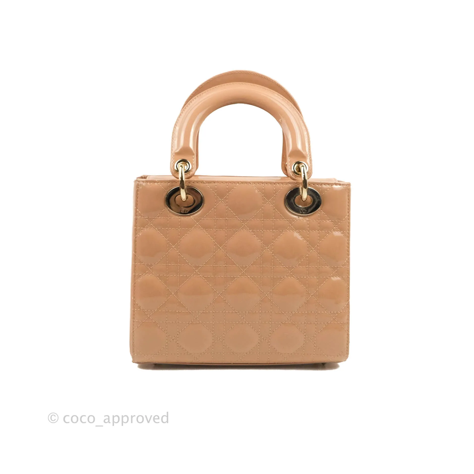 Christian Dior Lady Dior Beige Pink Patent Gold Hardware