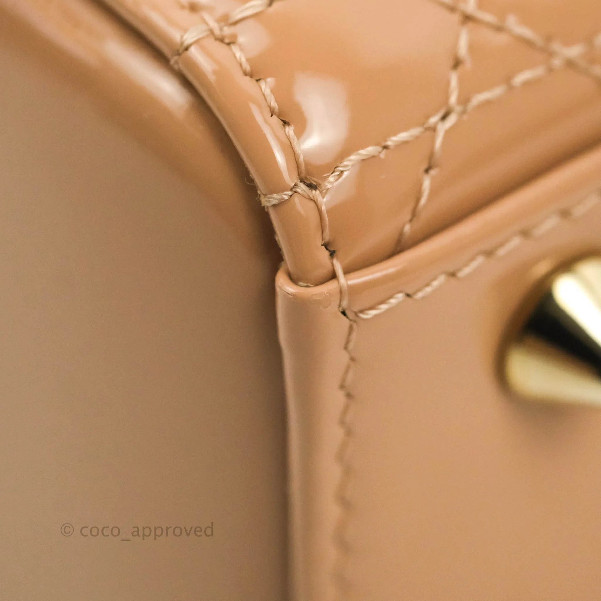 Christian Dior Lady Dior Beige Pink Patent Gold Hardware