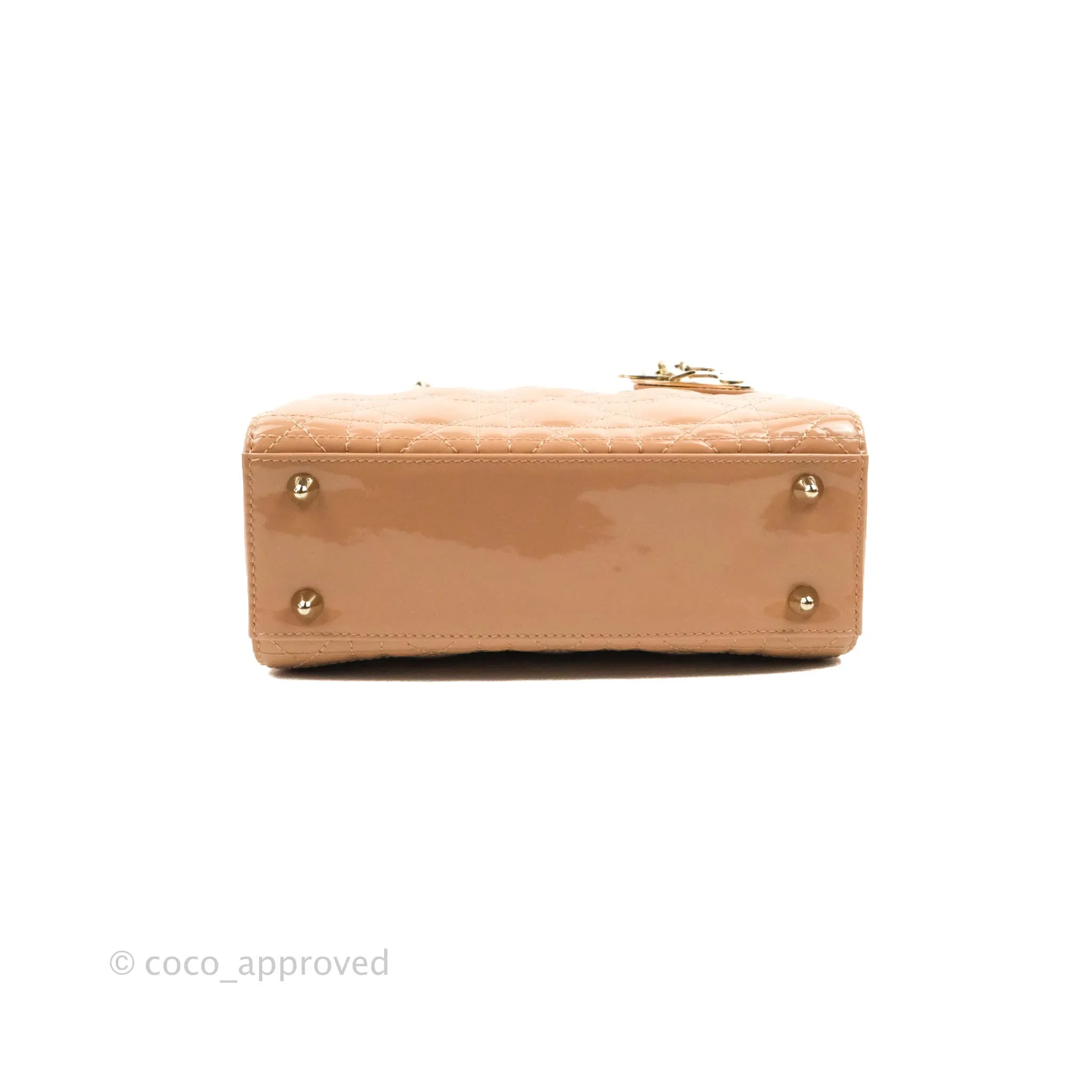 Christian Dior Lady Dior Beige Pink Patent Gold Hardware