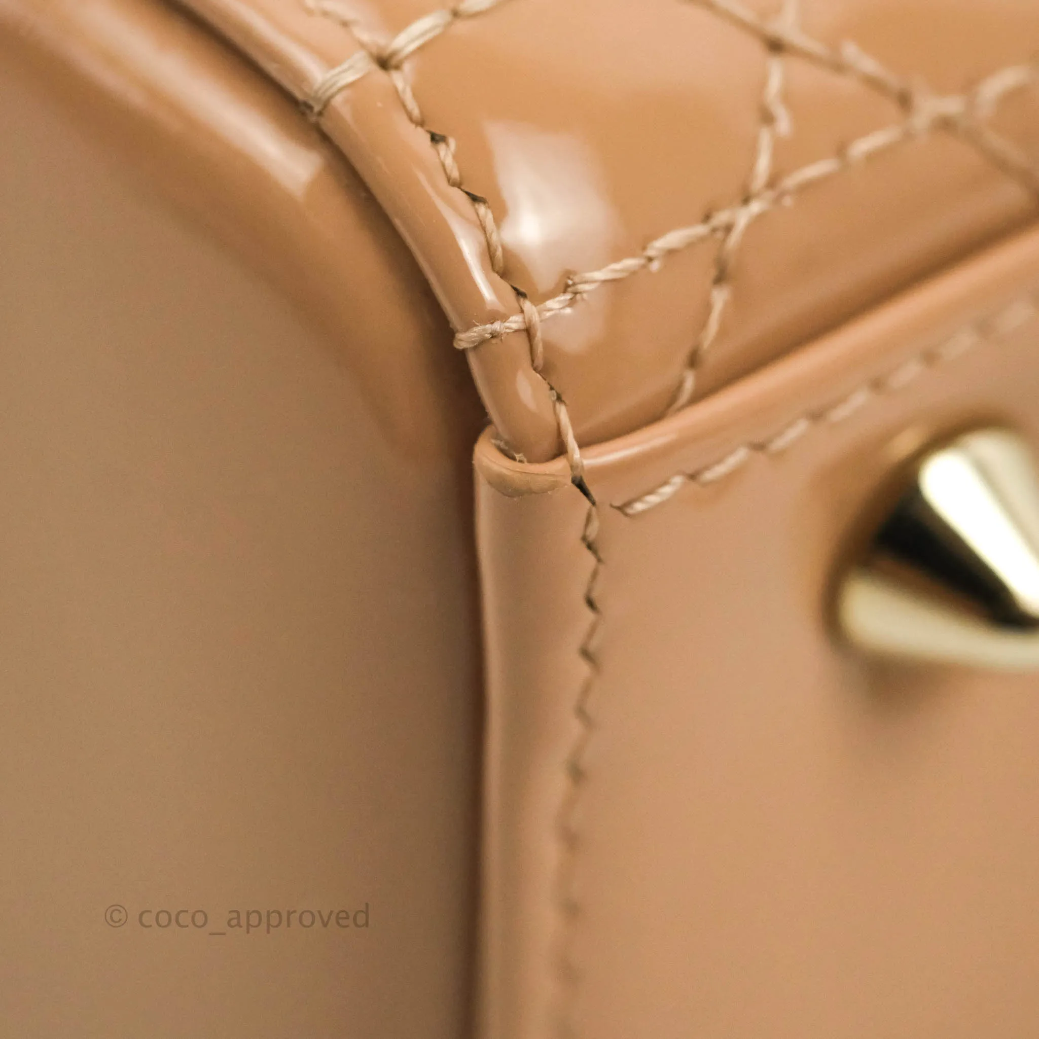Christian Dior Lady Dior Beige Pink Patent Gold Hardware