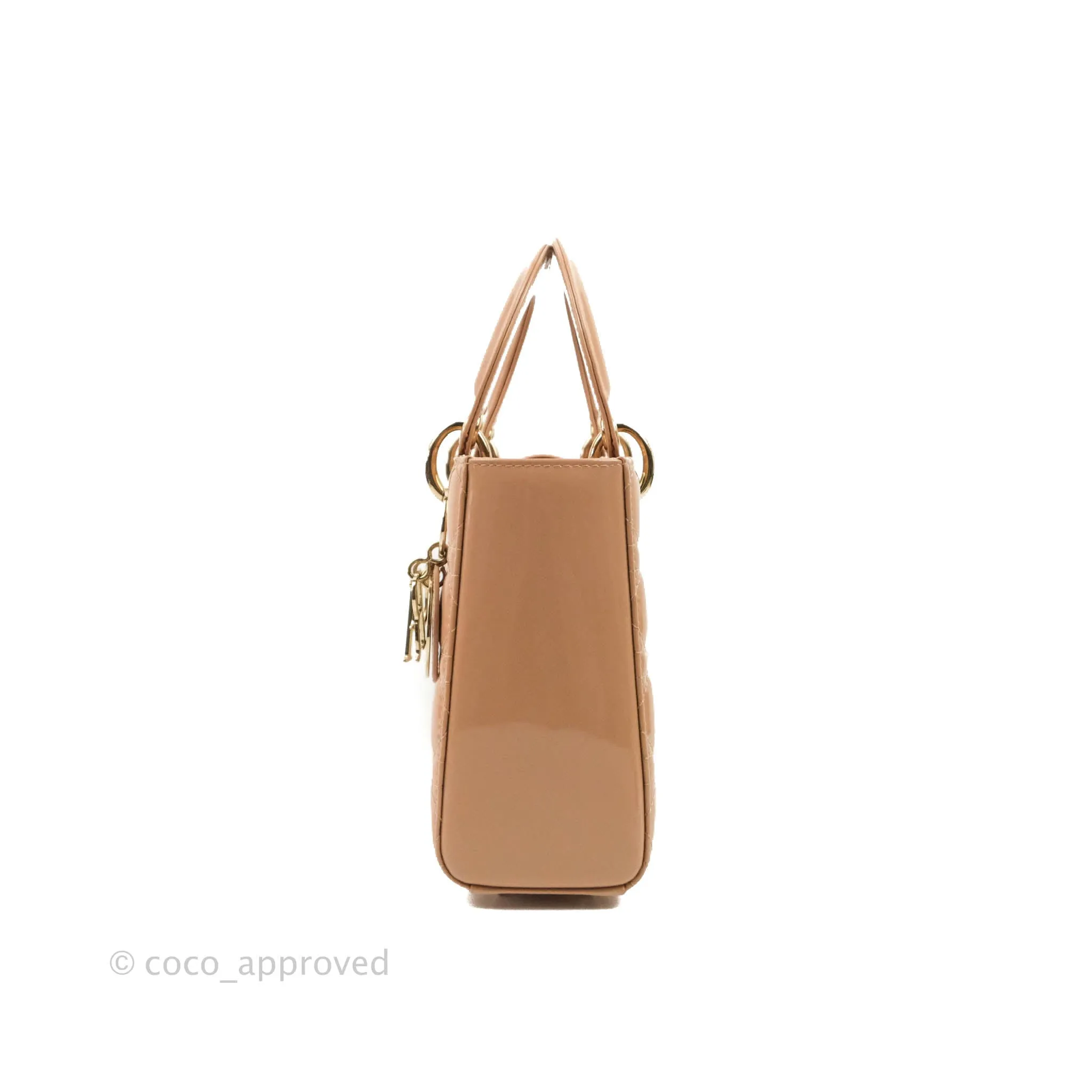 Christian Dior Lady Dior Beige Pink Patent Gold Hardware