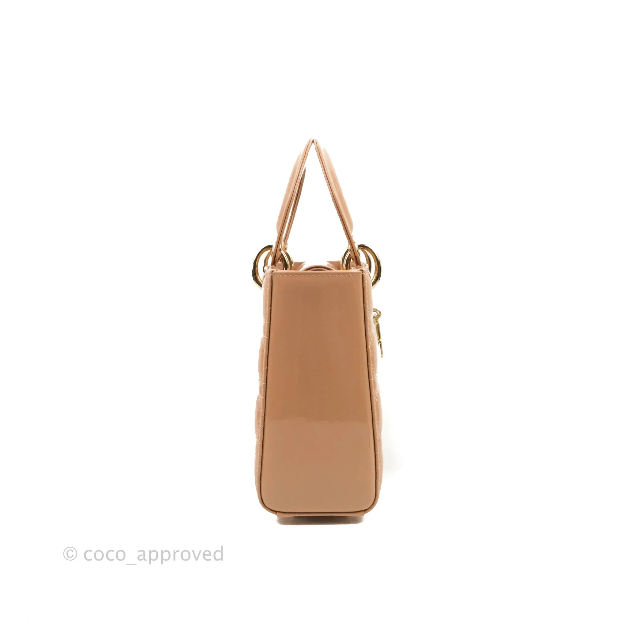 Christian Dior Lady Dior Beige Pink Patent Gold Hardware