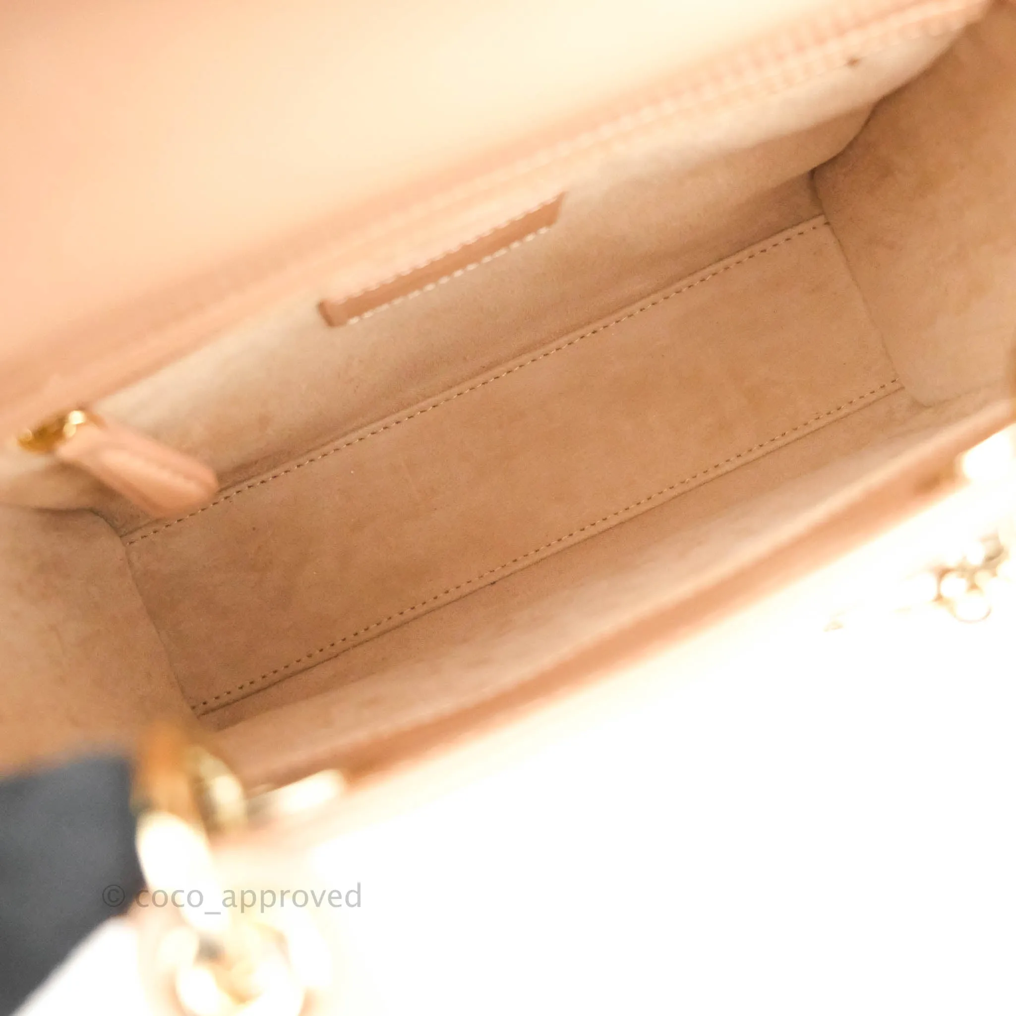 Christian Dior Lady Dior Beige Pink Patent Gold Hardware