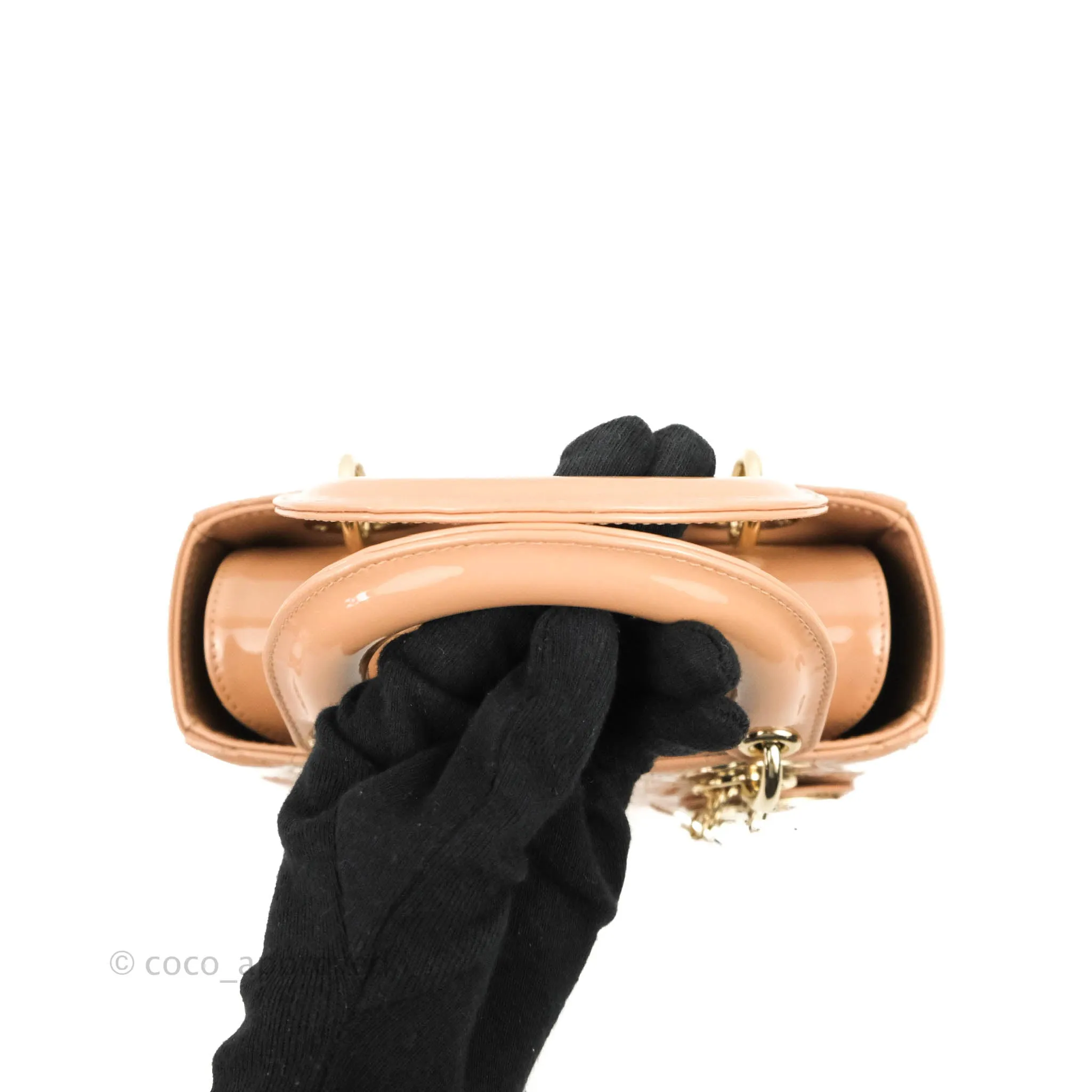 Christian Dior Lady Dior Beige Pink Patent Gold Hardware
