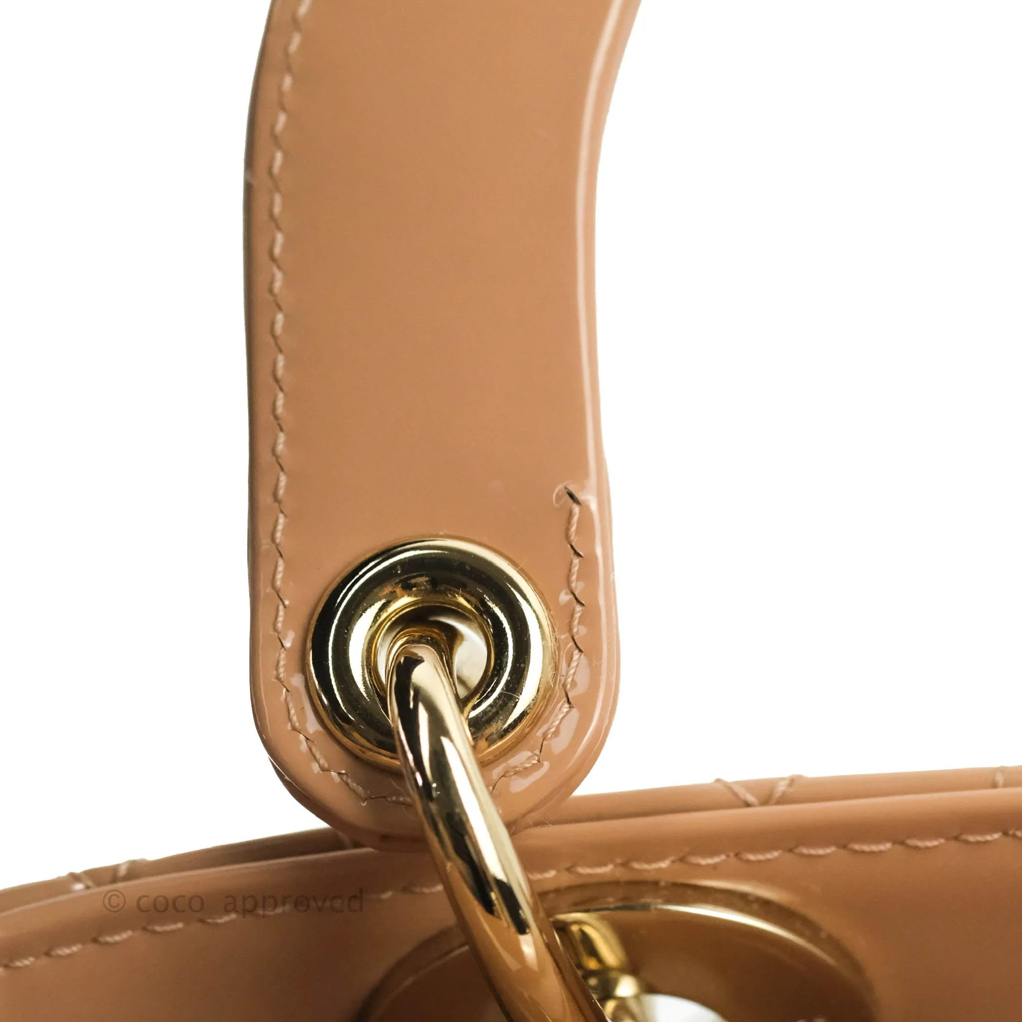 Christian Dior Lady Dior Beige Pink Patent Gold Hardware