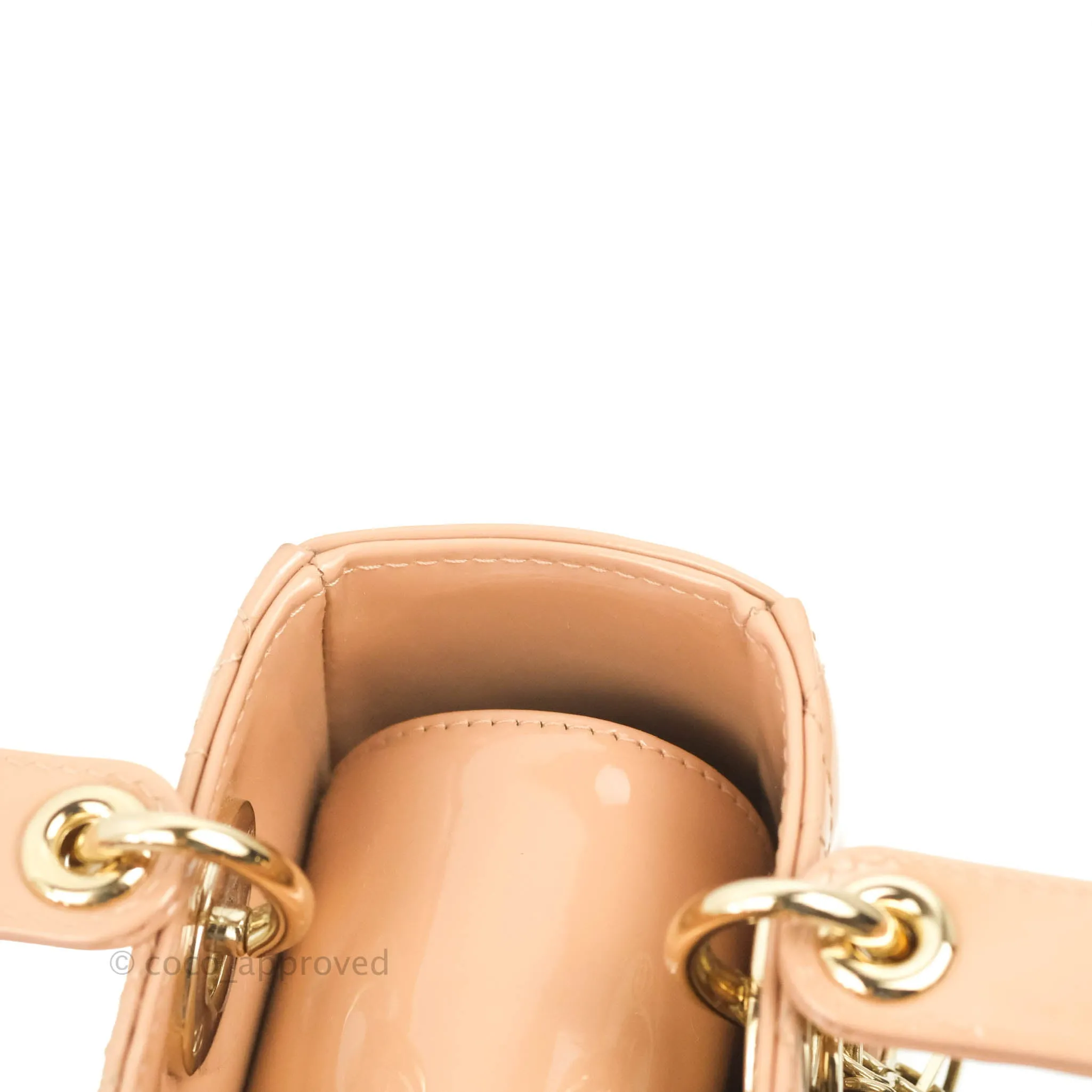 Christian Dior Lady Dior Beige Pink Patent Gold Hardware