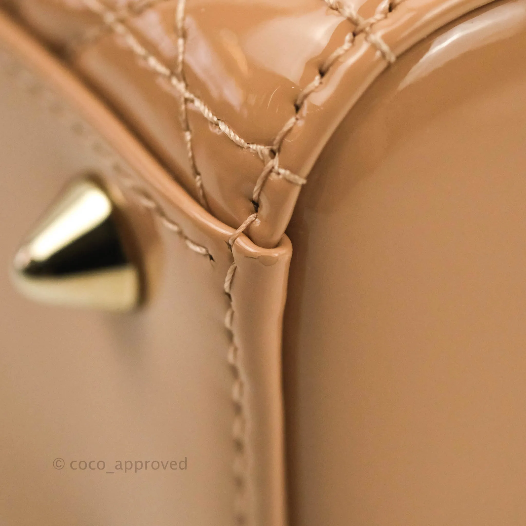 Christian Dior Lady Dior Beige Pink Patent Gold Hardware