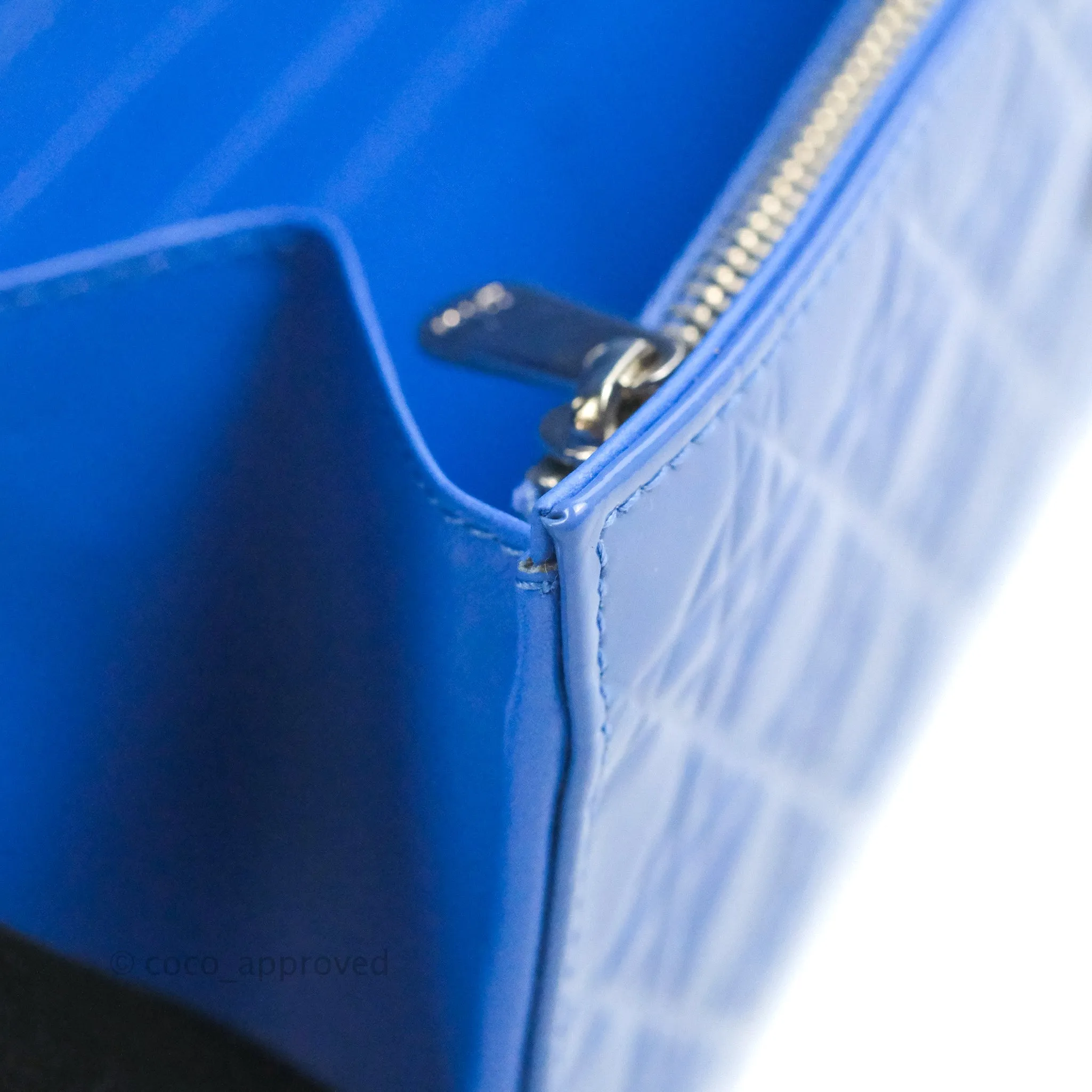 Christian Dior Lady Dior Clutch Bag Cannage Patent Blue