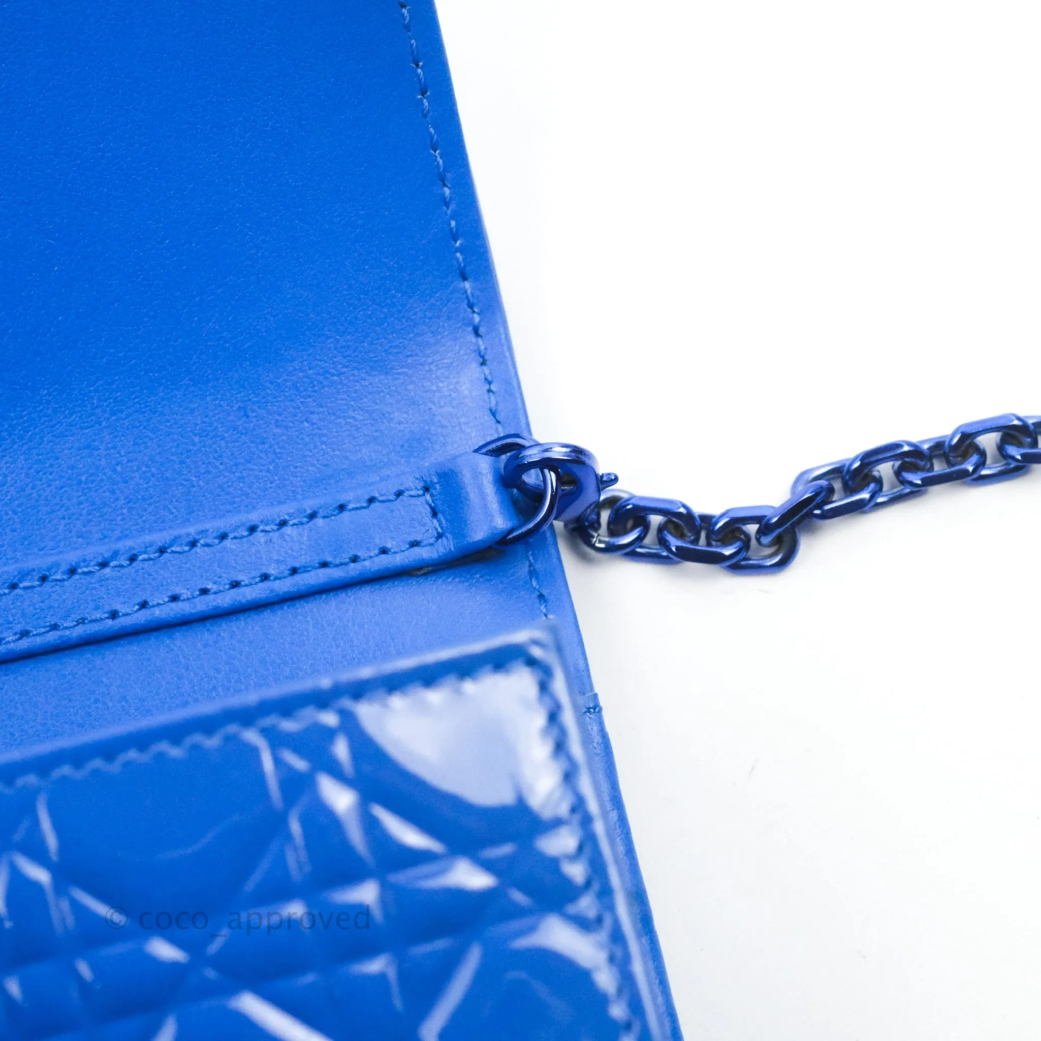 Christian Dior Lady Dior Clutch Bag Cannage Patent Blue