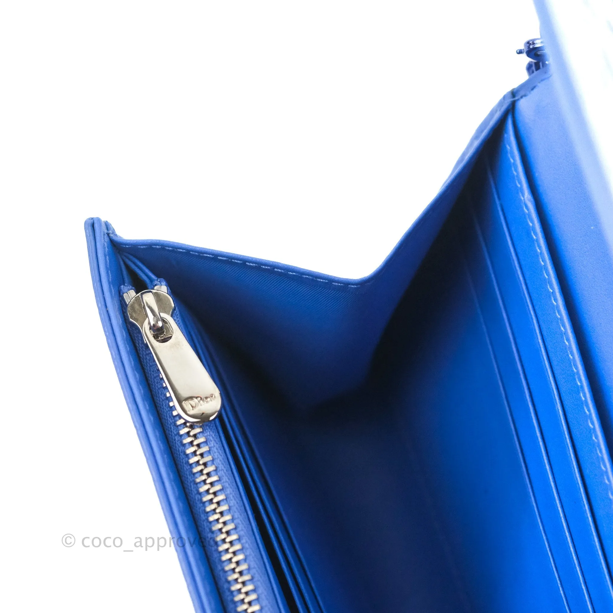 Christian Dior Lady Dior Clutch Bag Cannage Patent Blue
