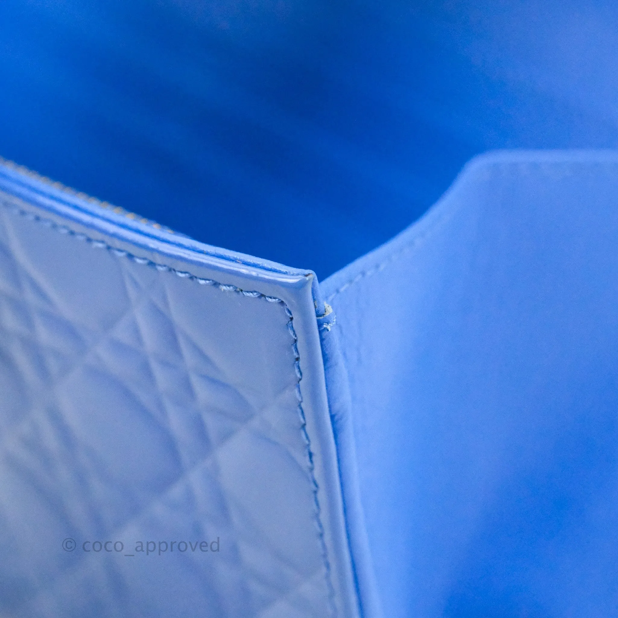 Christian Dior Lady Dior Clutch Bag Cannage Patent Blue