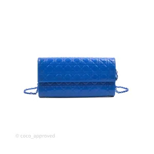 Christian Dior Lady Dior Clutch Bag Cannage Patent Blue