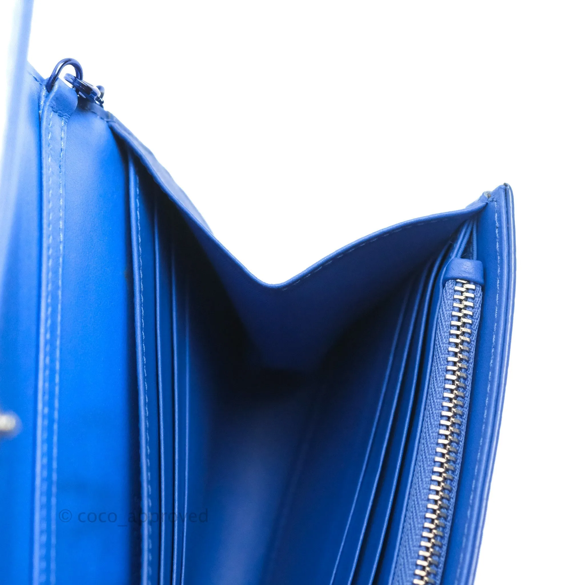 Christian Dior Lady Dior Clutch Bag Cannage Patent Blue